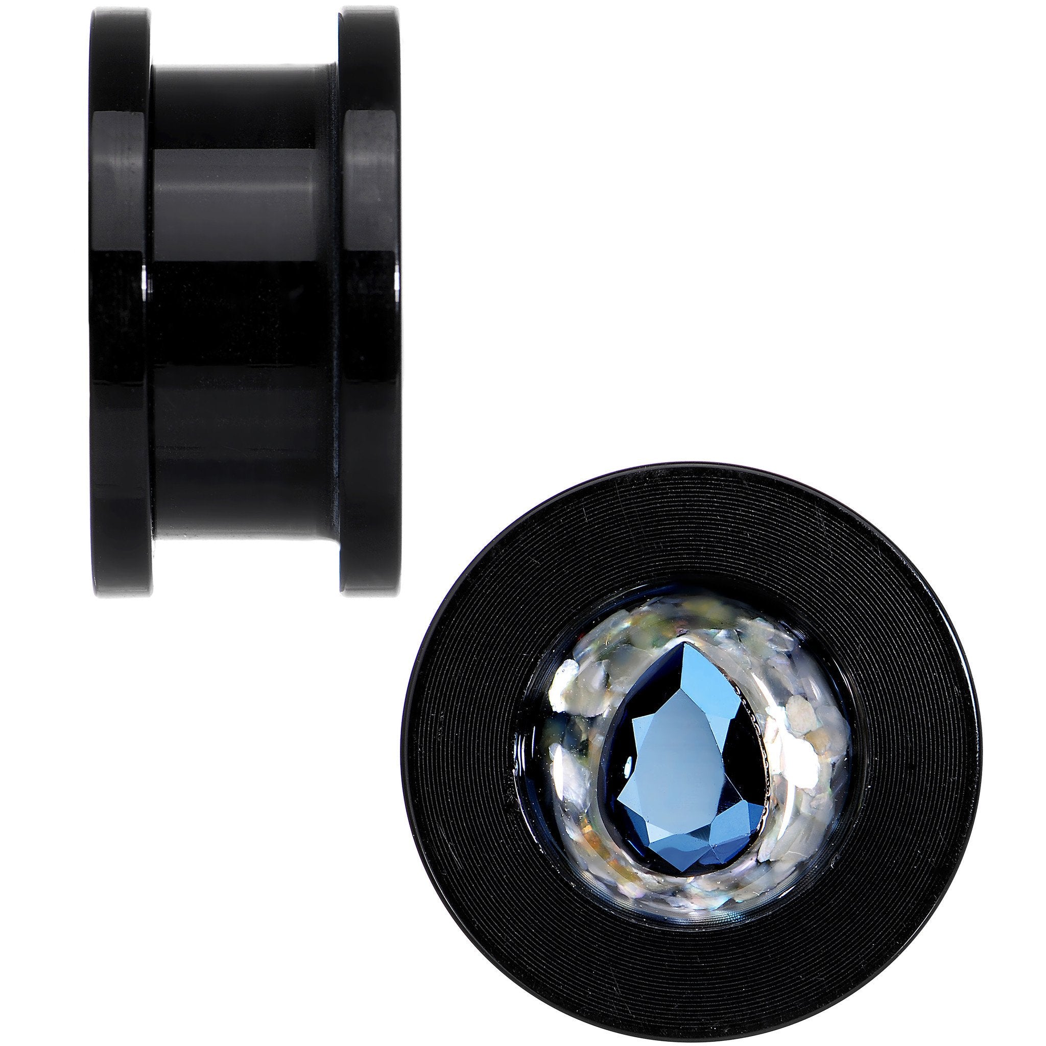 Slate Blue Gem Acrylic Plug Set Created with Crystals 14mm to 20mm