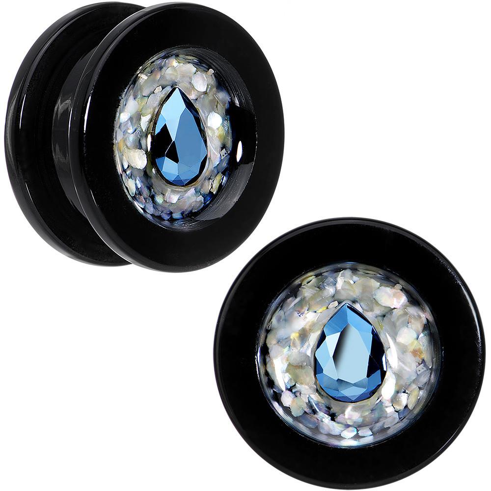 Slate Blue Gem Acrylic Plug Set Created with Crystals 14mm to 20mm