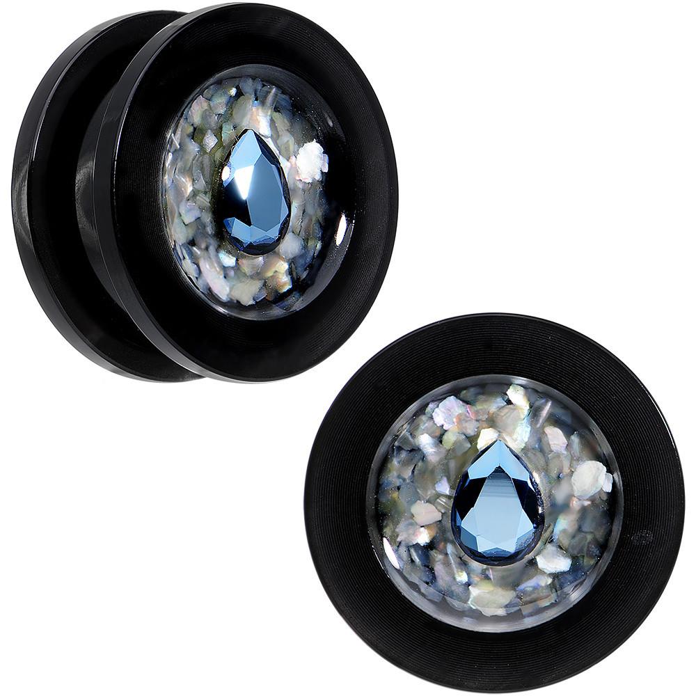 Slate Blue Gem Acrylic Plug Set Created with Crystals 14mm to 20mm