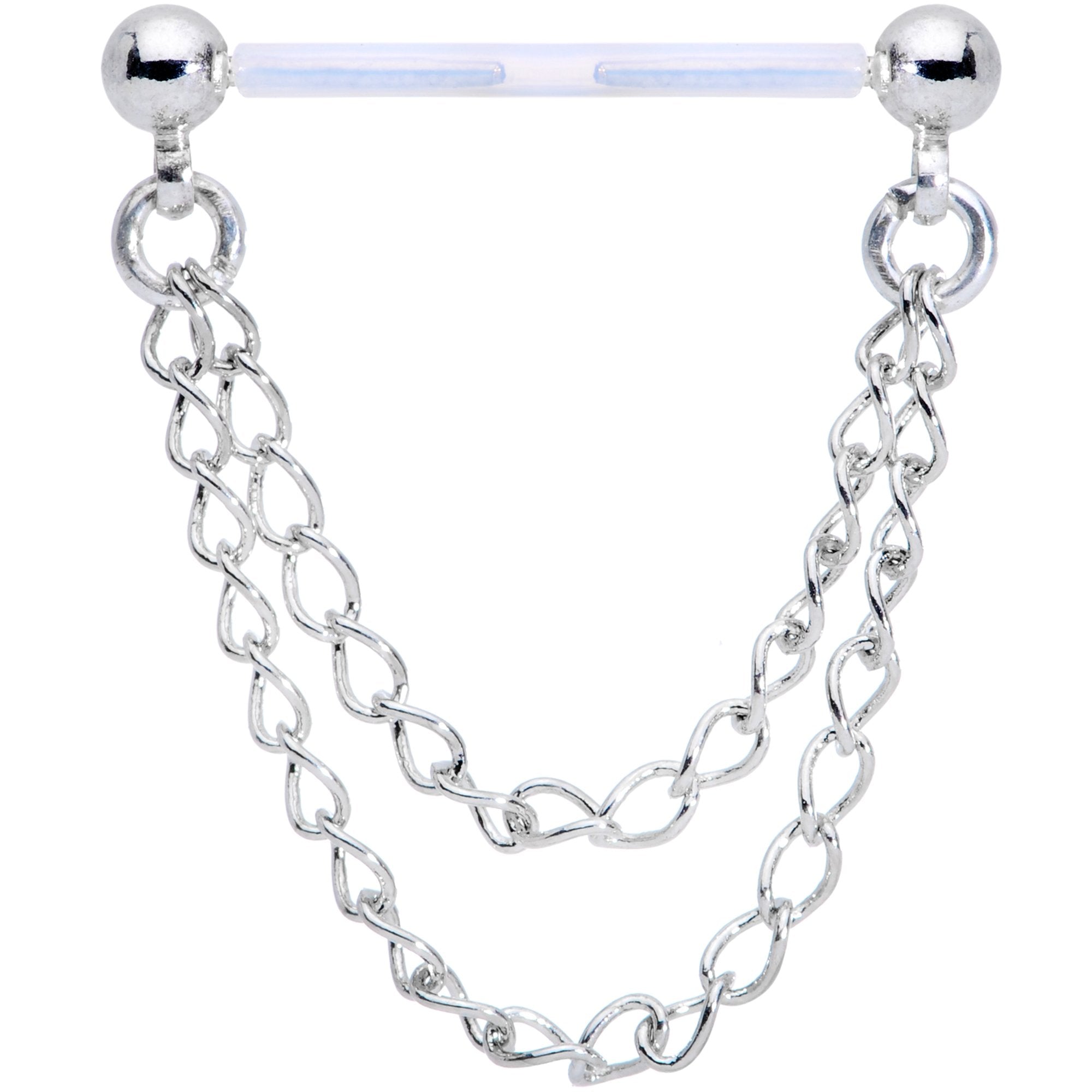 Handmade Acrylic PTFE Double Dangle Chain Septum Ring