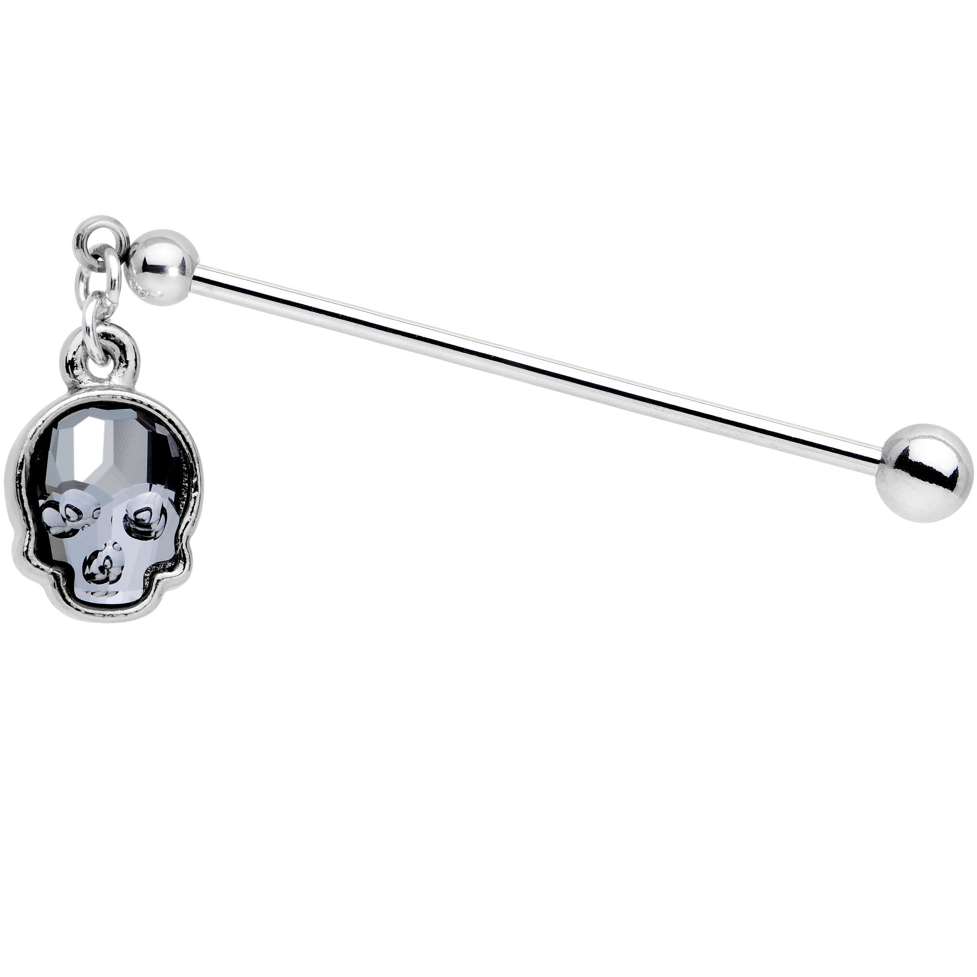 Handmade Sugar Skull Industrial Barbell Created with Crystals 36mm