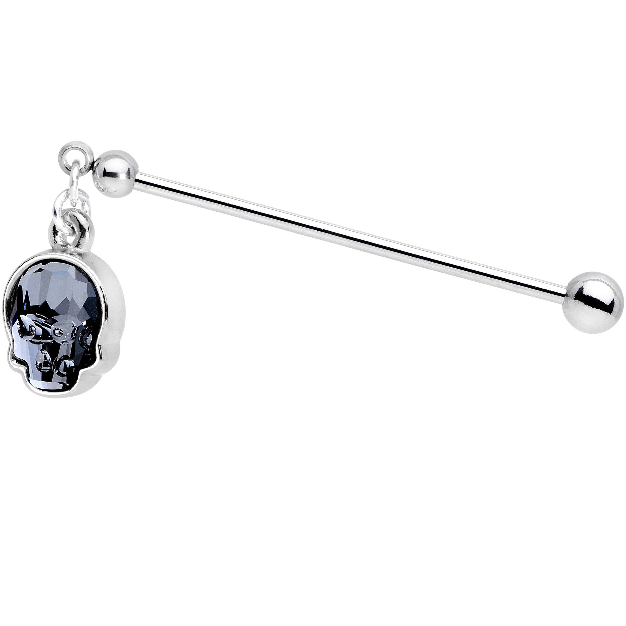 Handmade Sugar Skull Industrial Barbell Created with Crystals 36mm