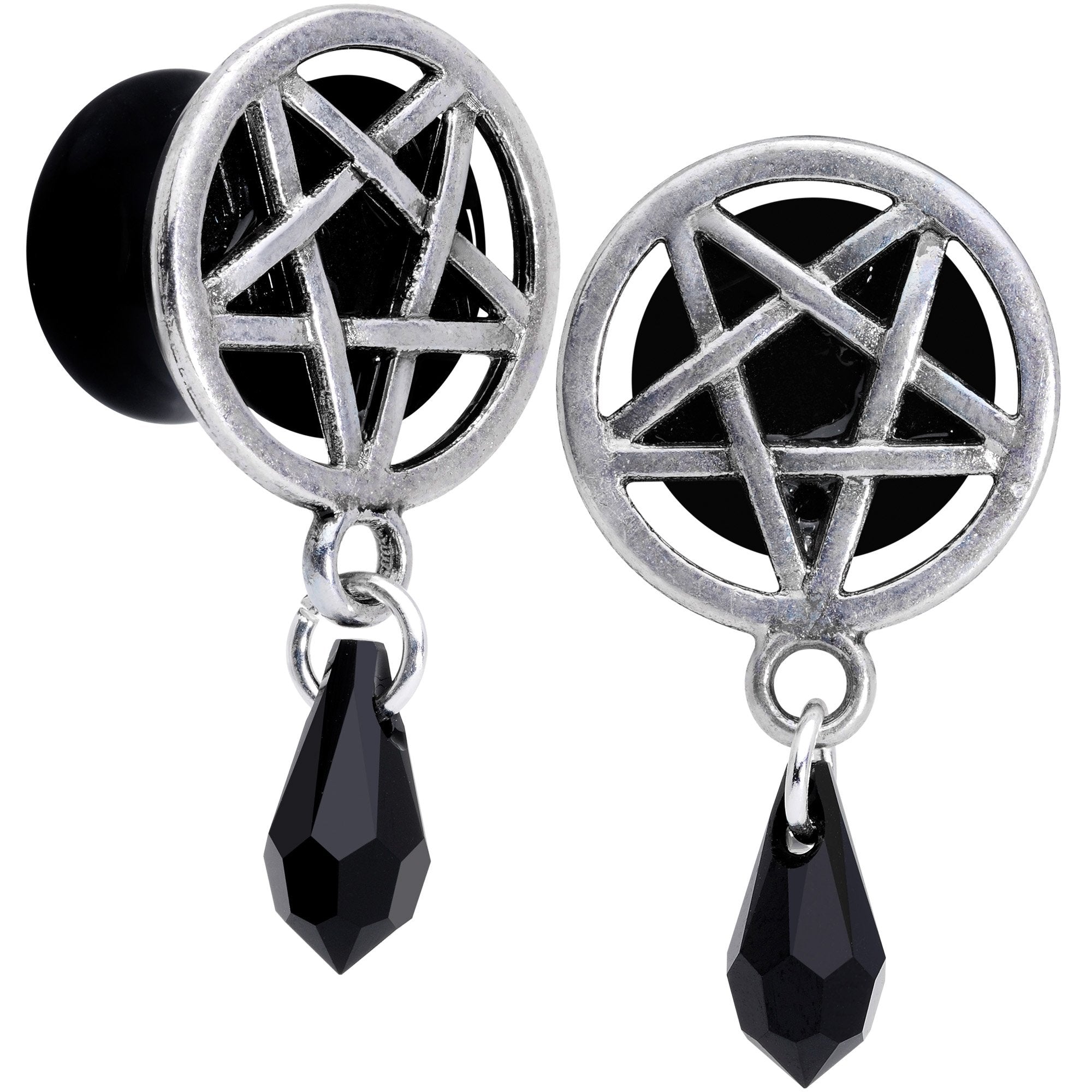 Pentagram Saddle Plug Set Created with Crystals 00 Gauge to 19mm