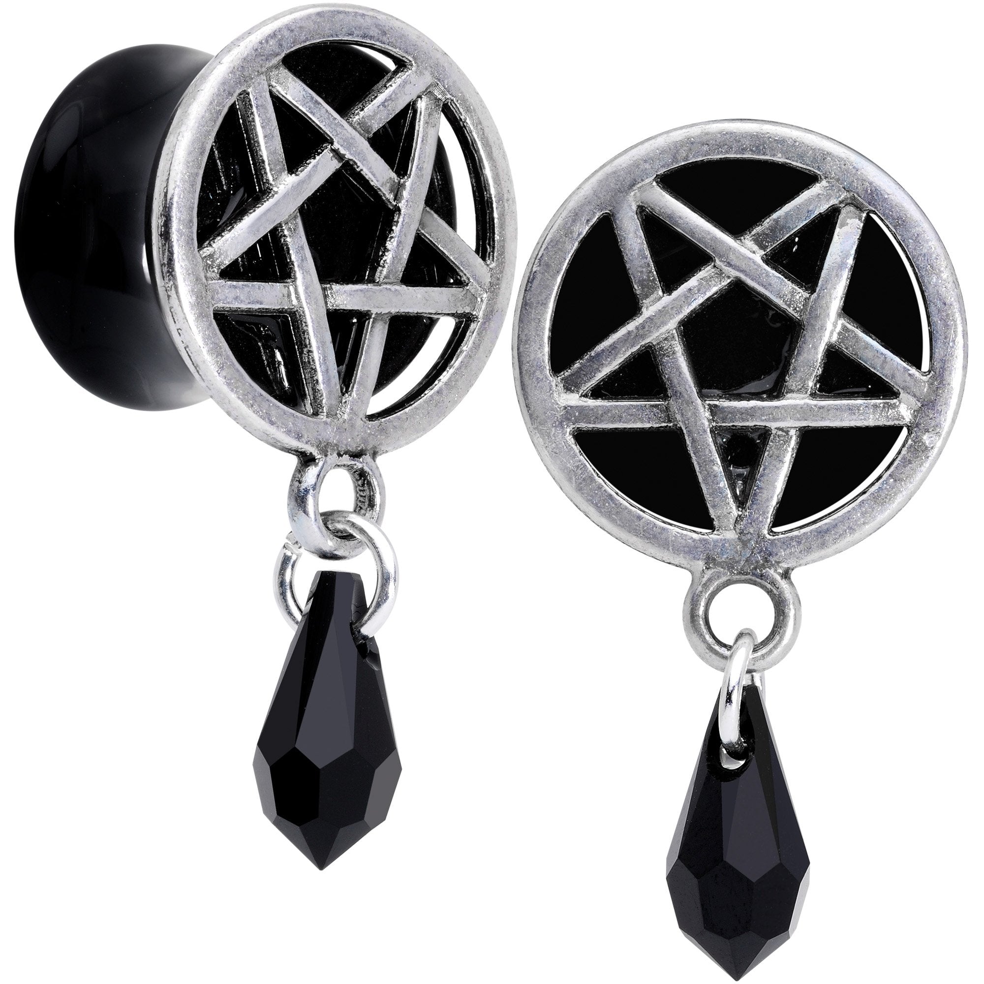 Pentagram Saddle Plug Set Created with Crystals 00 Gauge to 19mm