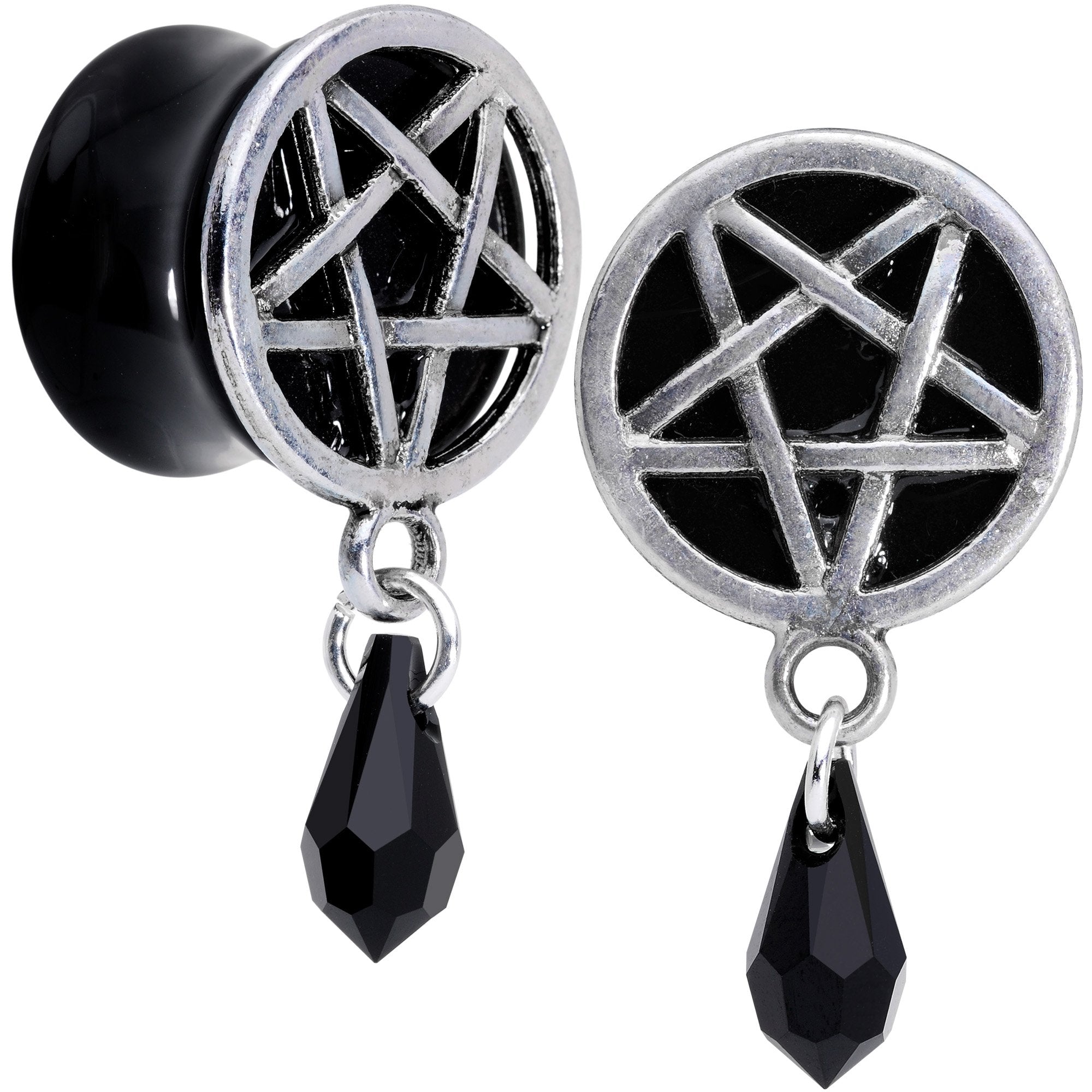 Pentagram Saddle Plug Set Created with Crystals 00 Gauge to 19mm