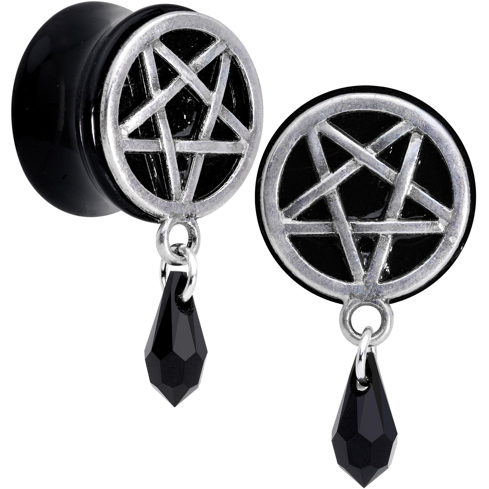 Pentagram Saddle Plug Set Created with Crystals 00 Gauge to 19mm