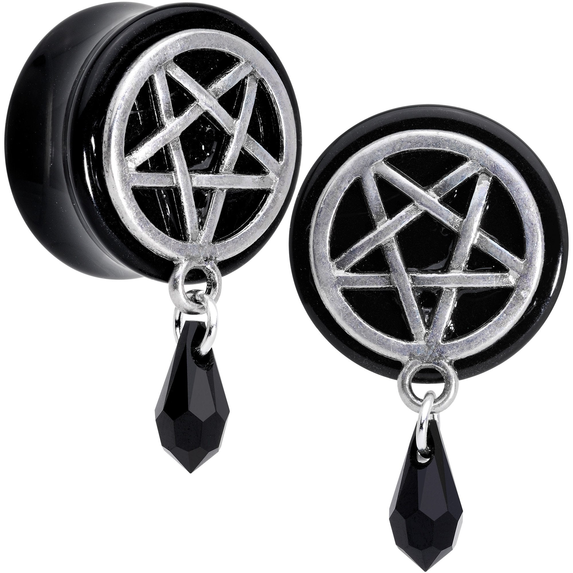 Pentagram Saddle Plug Set Created with Crystals 00 Gauge to 19mm