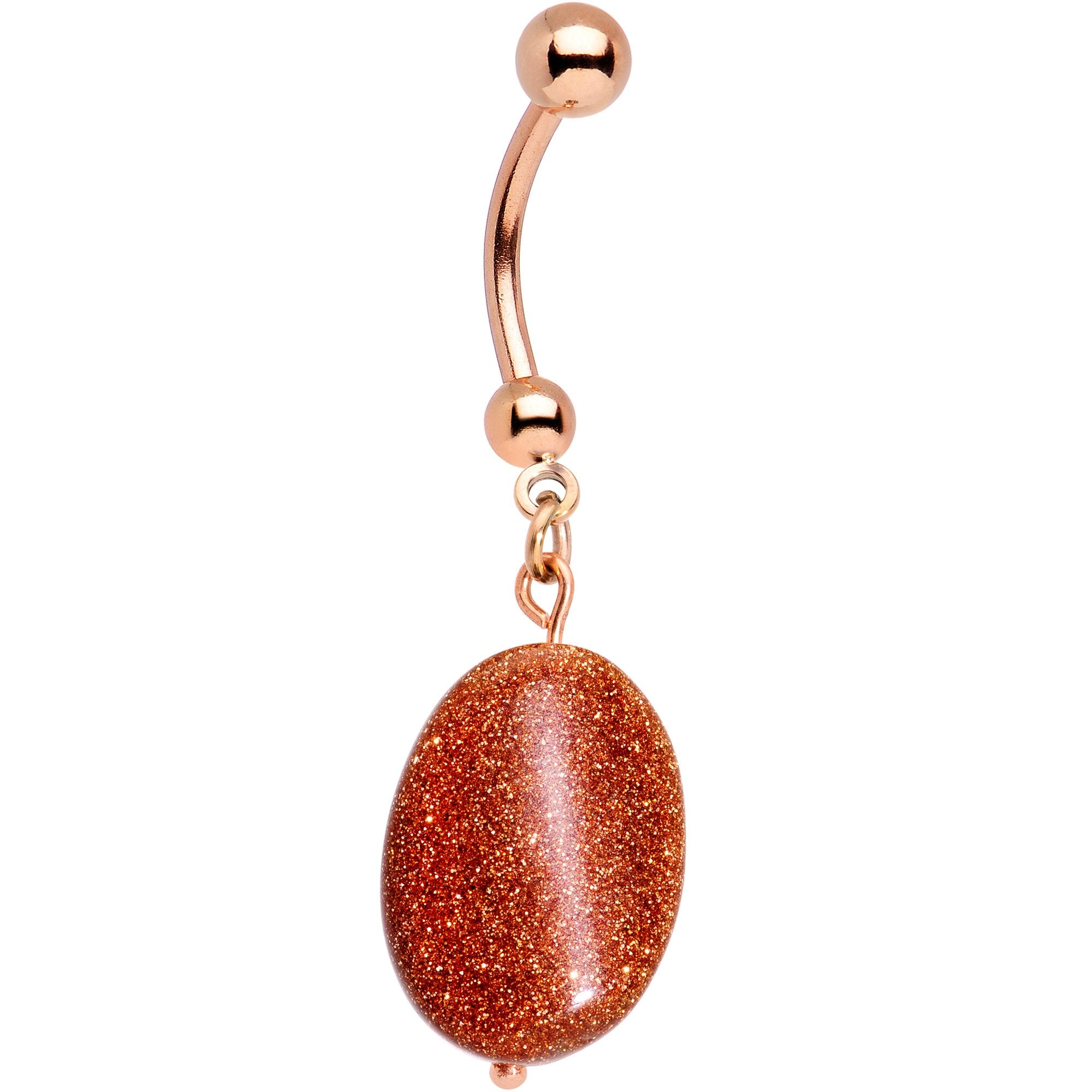 Handcrafted Natural Goldstone Earthy Elegance Dangle Belly Ring