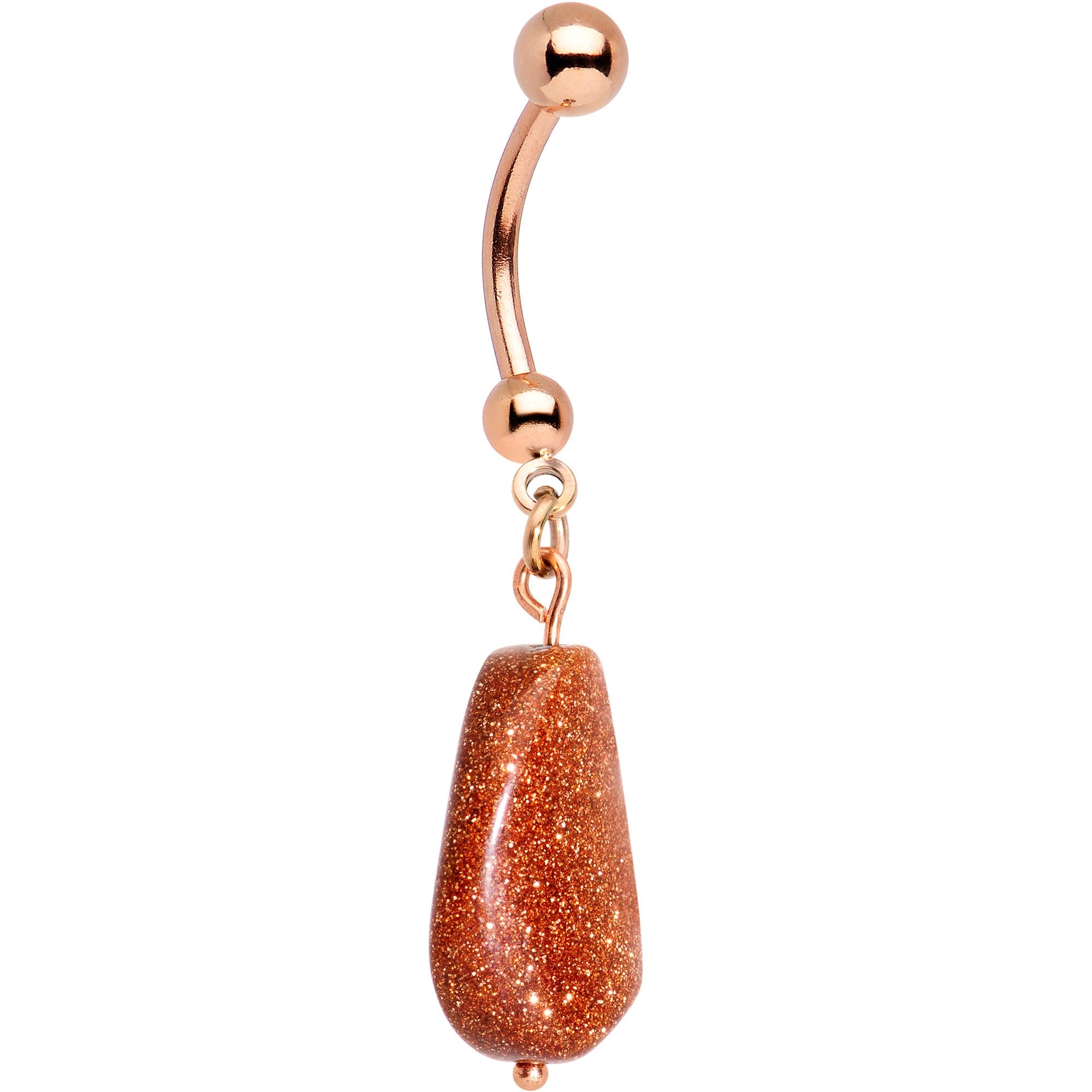 Handcrafted Natural Goldstone Earthy Elegance Dangle Belly Ring