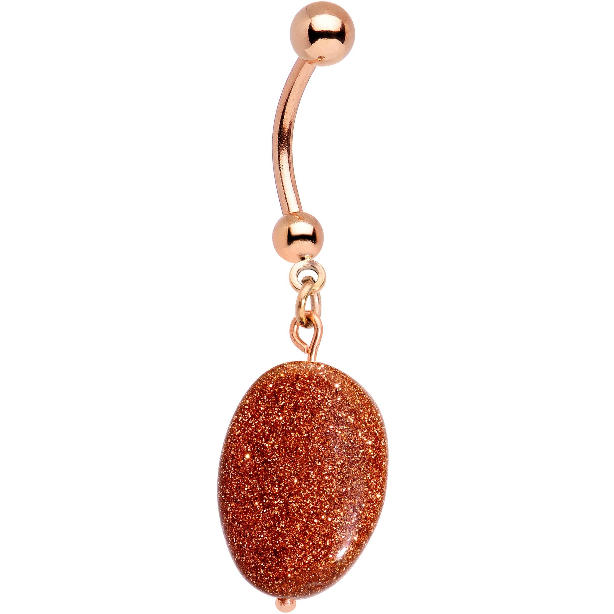 Handcrafted Natural Goldstone Earthy Elegance Dangle Belly Ring