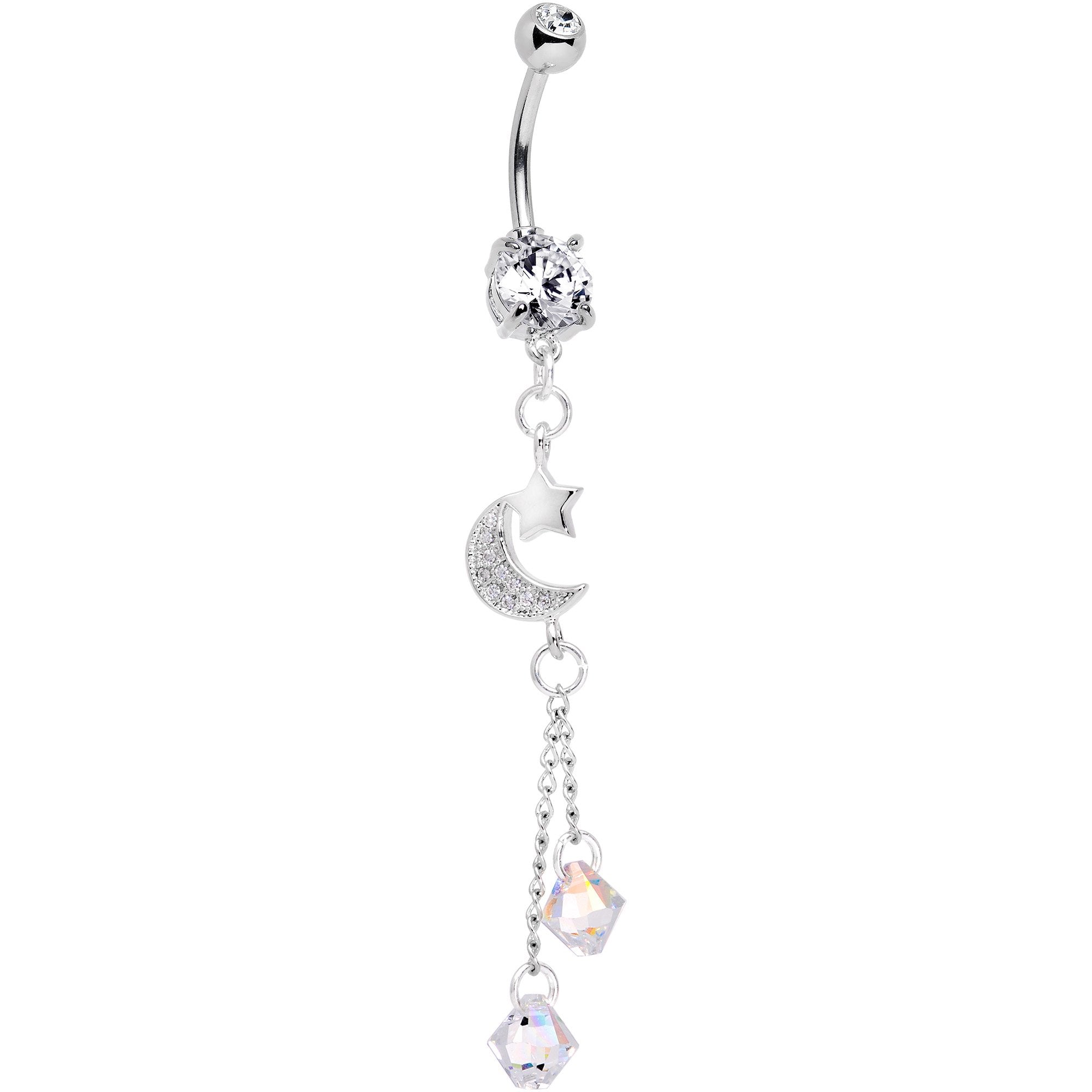 Handmade Night Life Dangle Belly Ring Created with Crystals