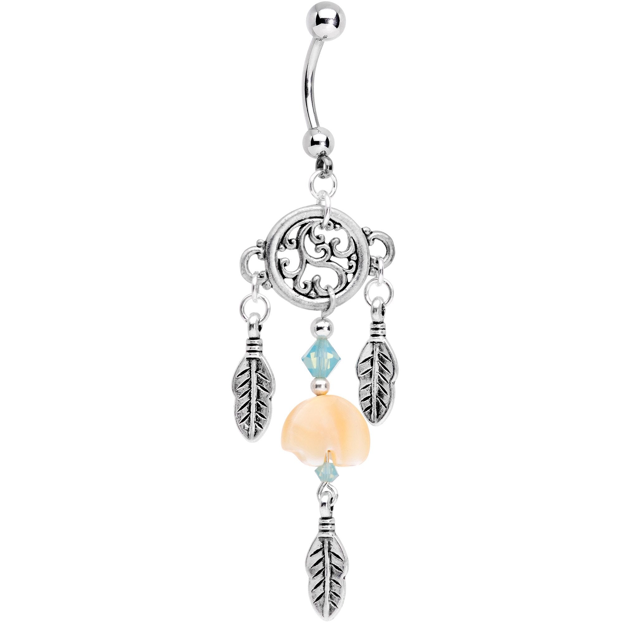 Bear Dreamcatcher Belly Ring Created with Crystals