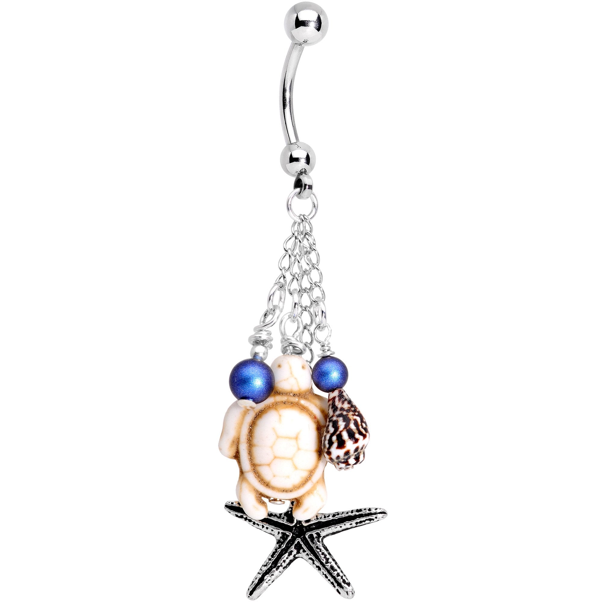 Handmade Ocean Gifts Dangle Belly Ring Created with Crystals