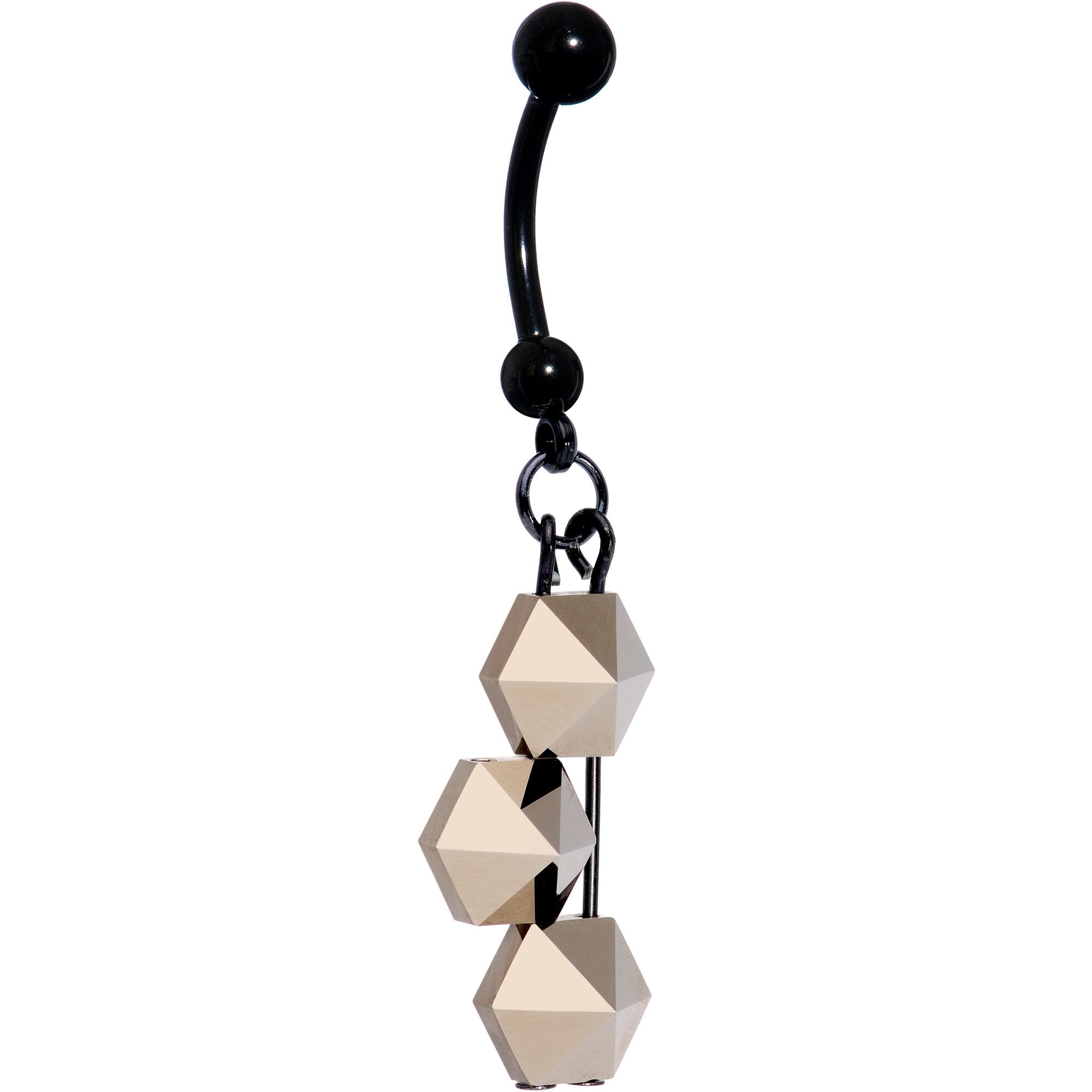 Handmade Geometric Black Belly Ring Created with Crystals