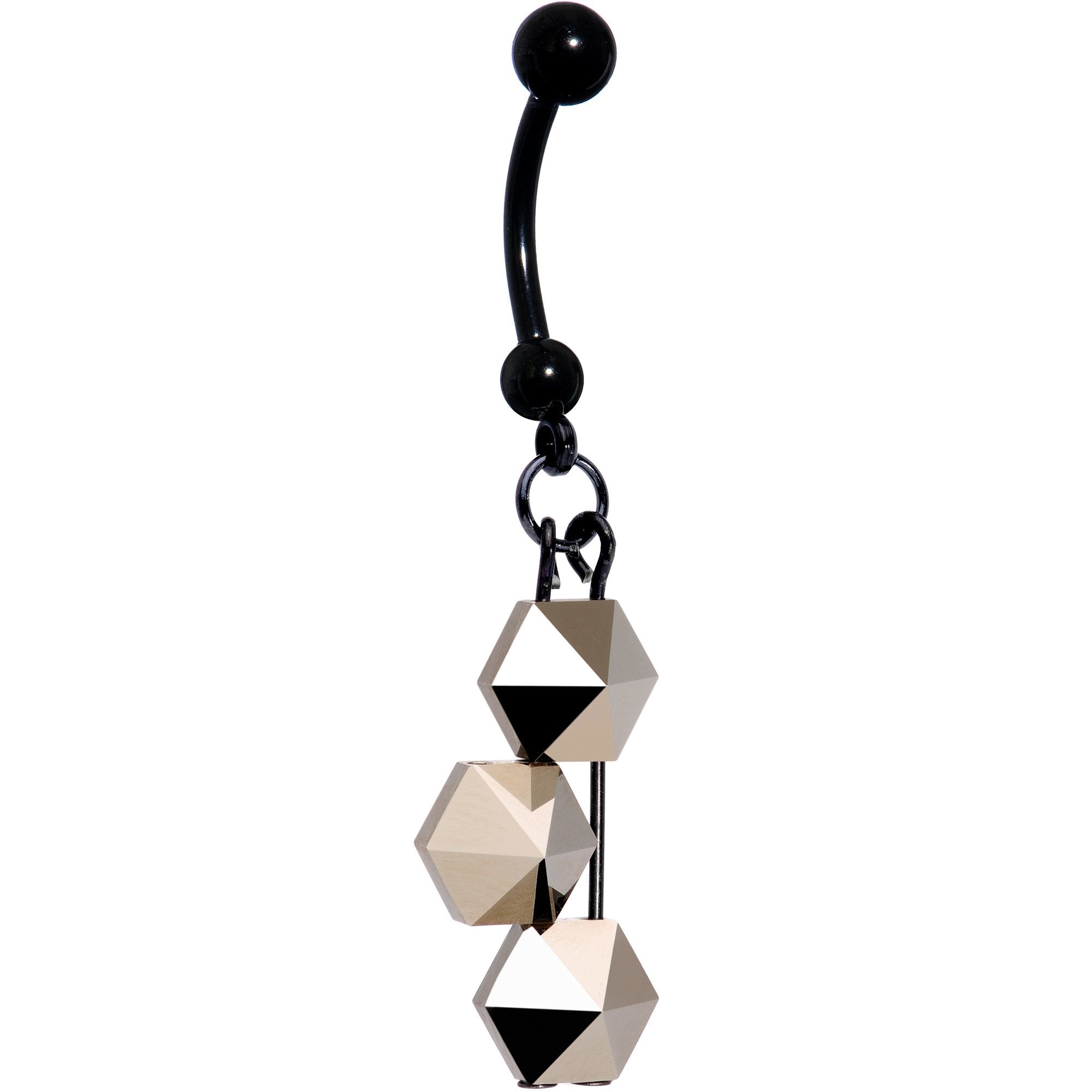 Handmade Geometric Black Belly Ring Created with Crystals