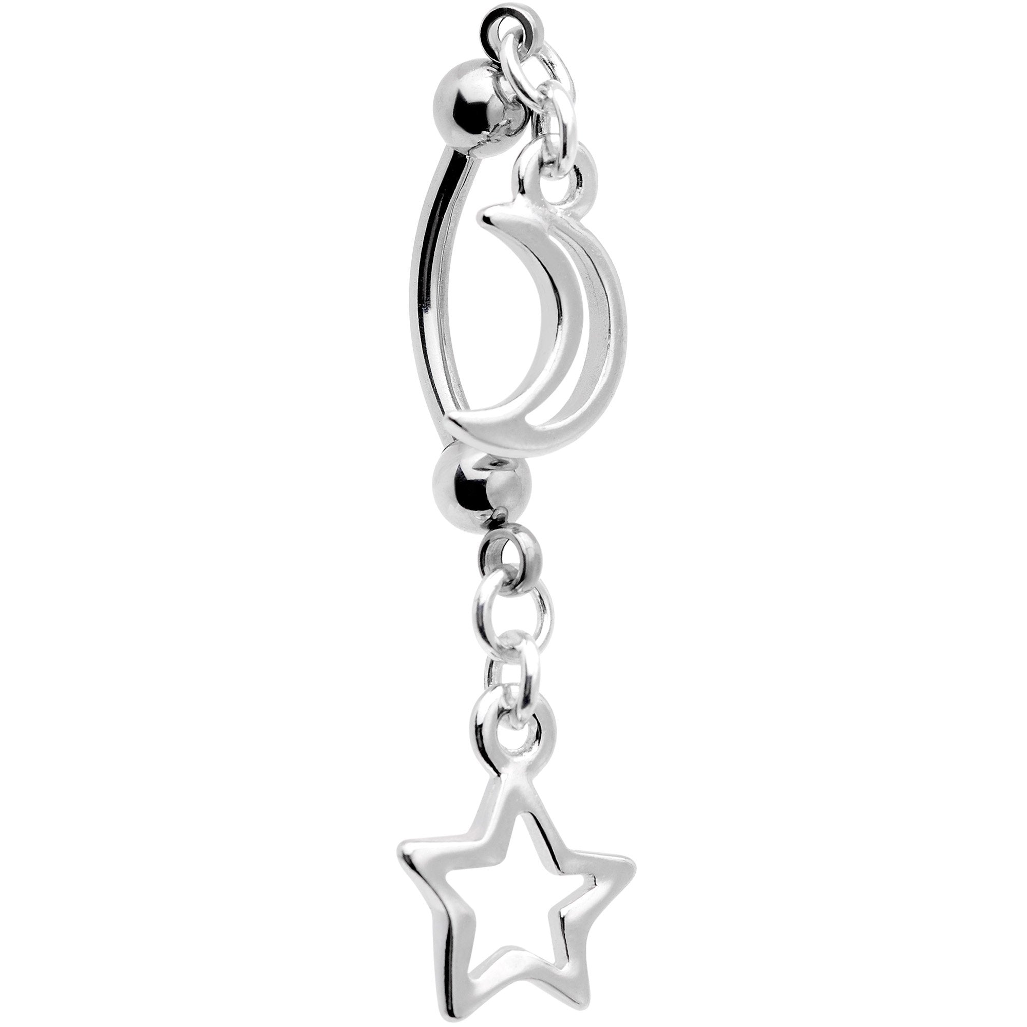 Handcrafted Hollow Moon Star Double Mount Reversible Belly Ring