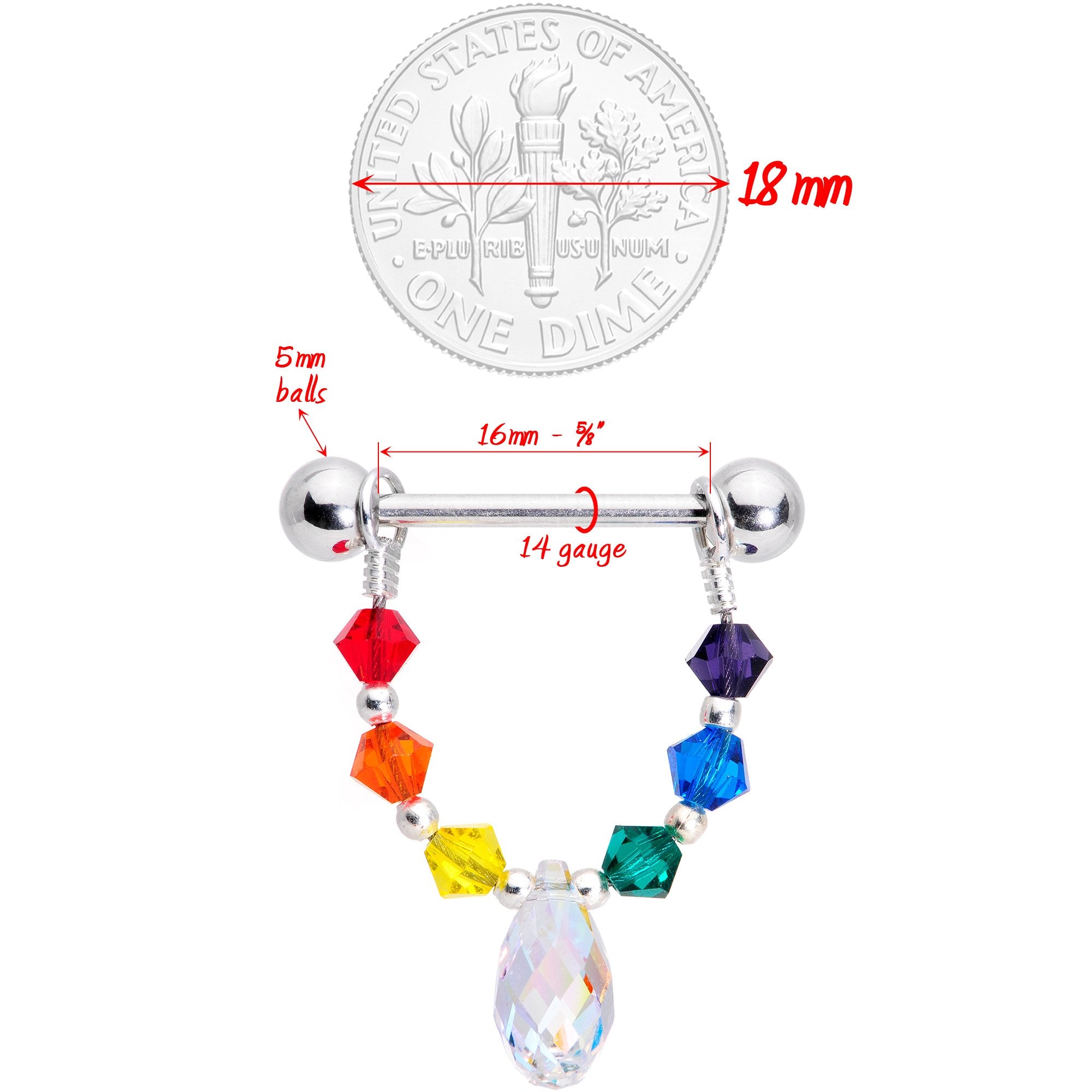 Handmade Gay Pride Nipple Shield Set Created with Crystals