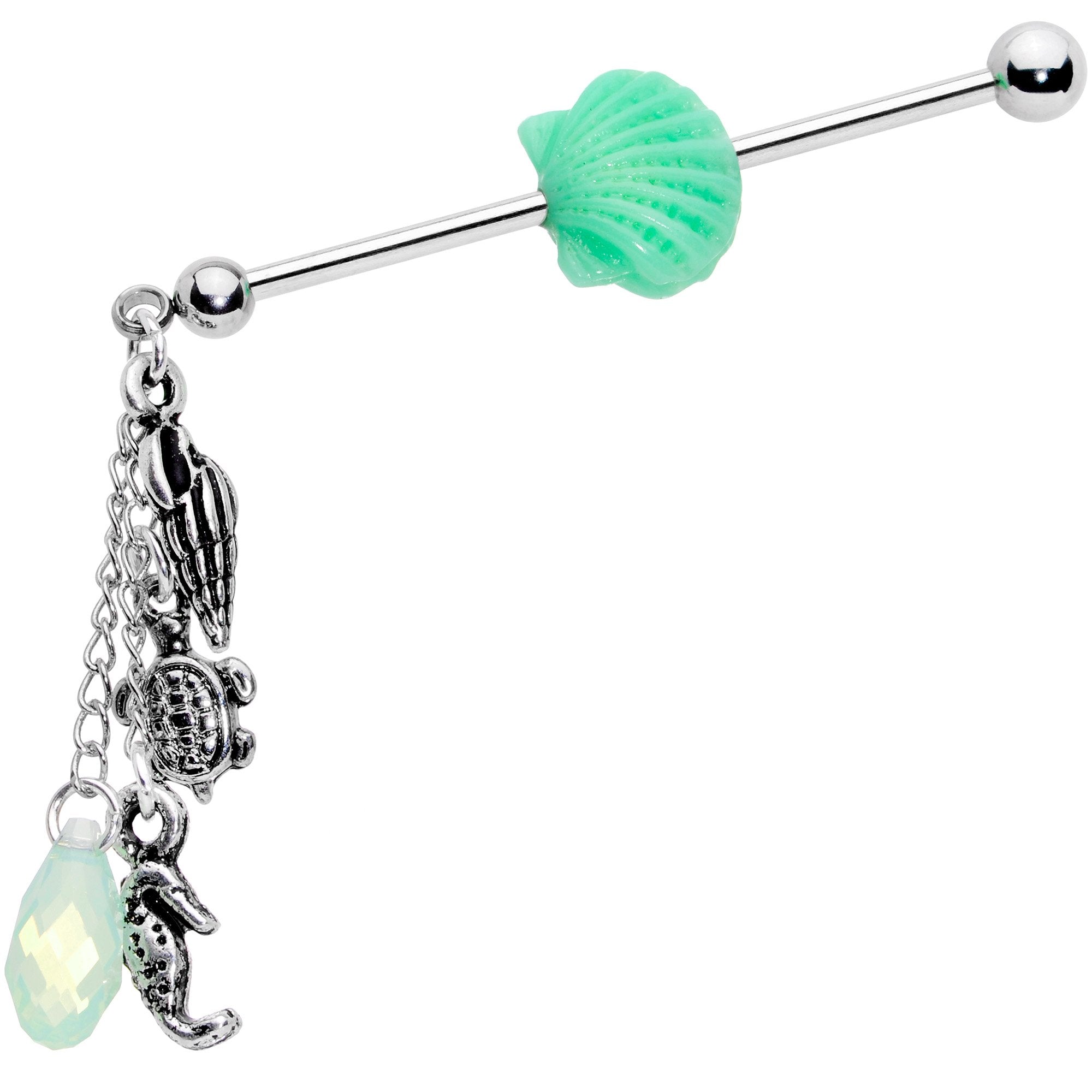 Mermaids Treasure Industrial Barbell Created with Crystals