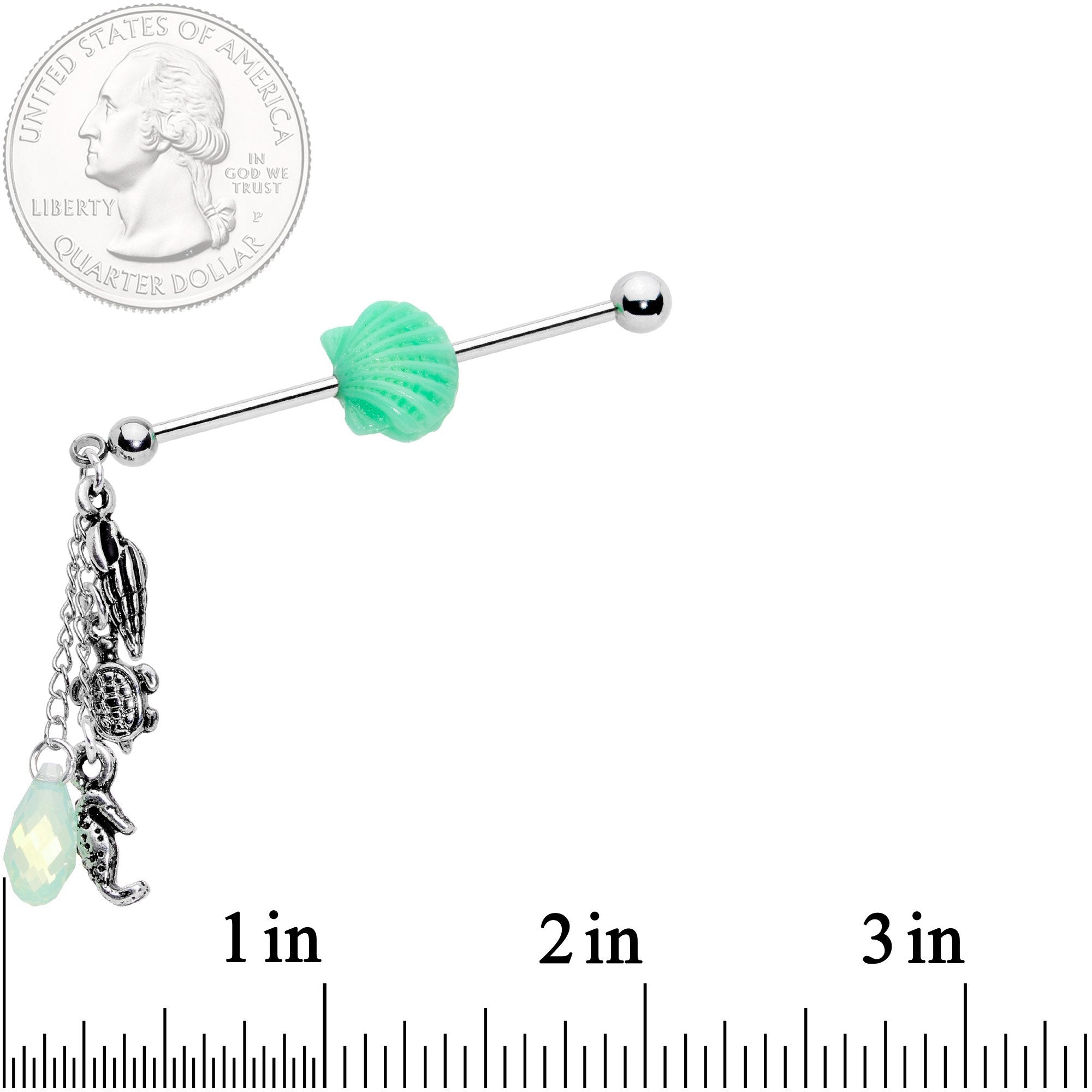 Mermaids Treasure Industrial Barbell Created with Crystals