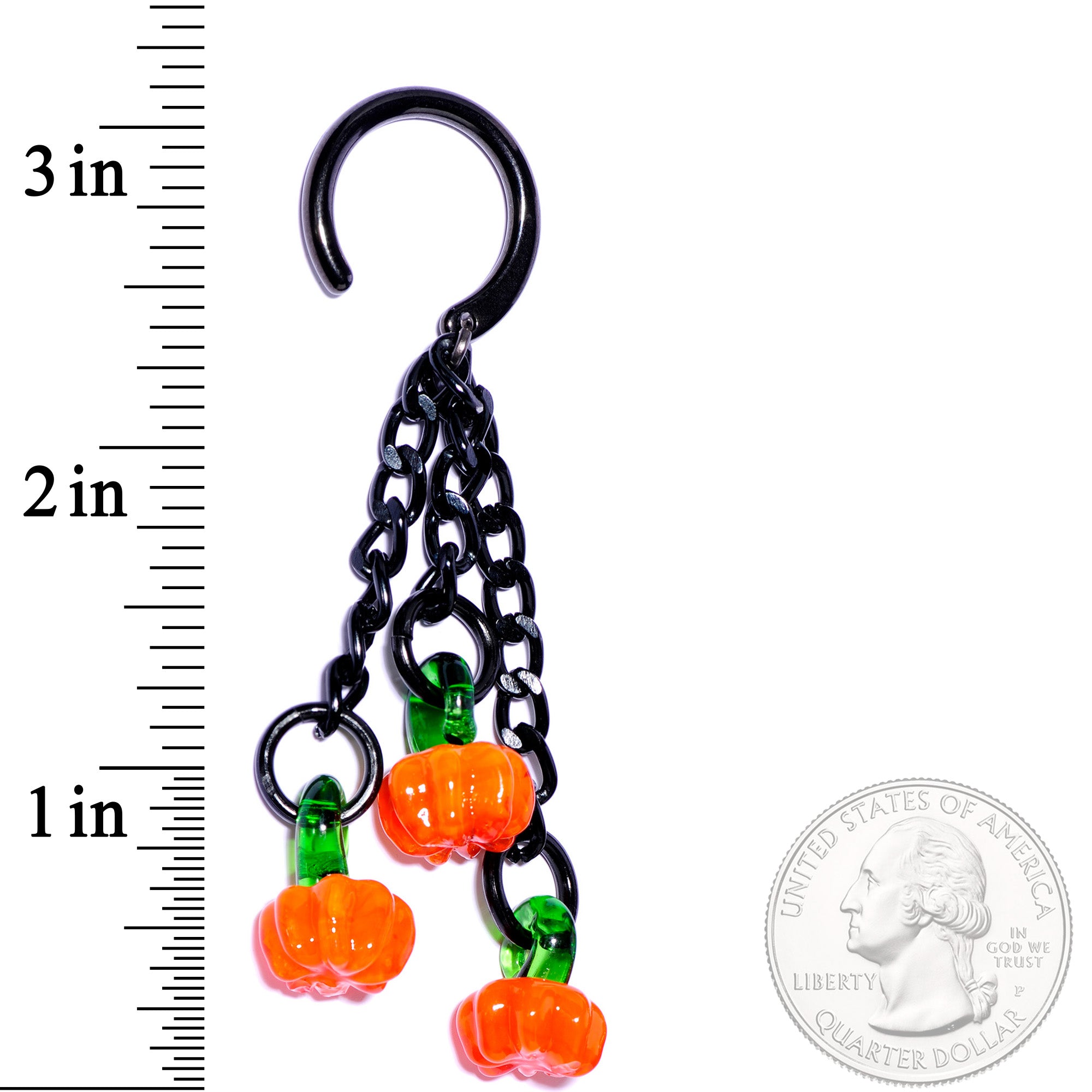 Handcrafted Halloween Pumpkin Patch Black Chain Ear Weights