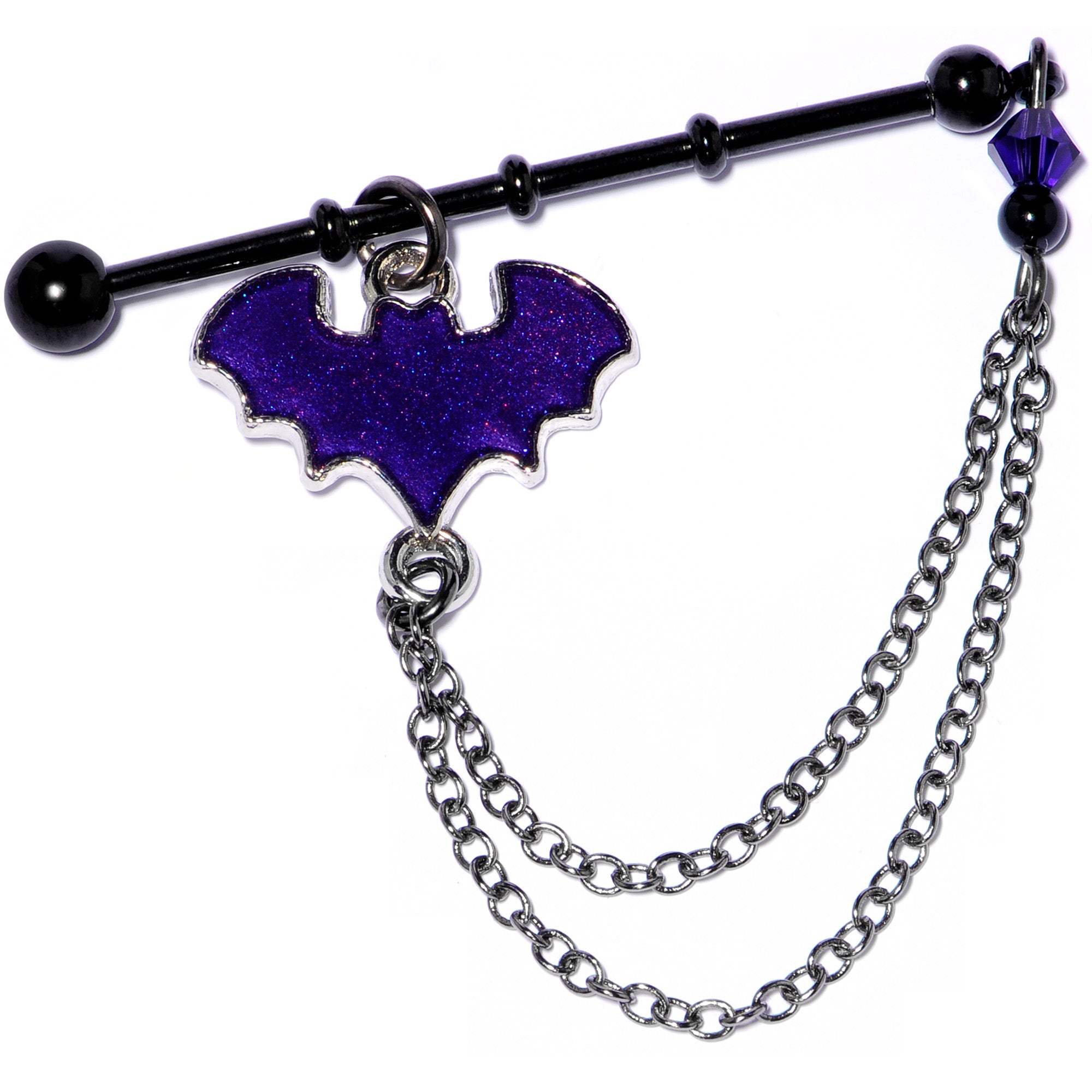 Handmade Black Purple Bat Project Bar Created with Crystals