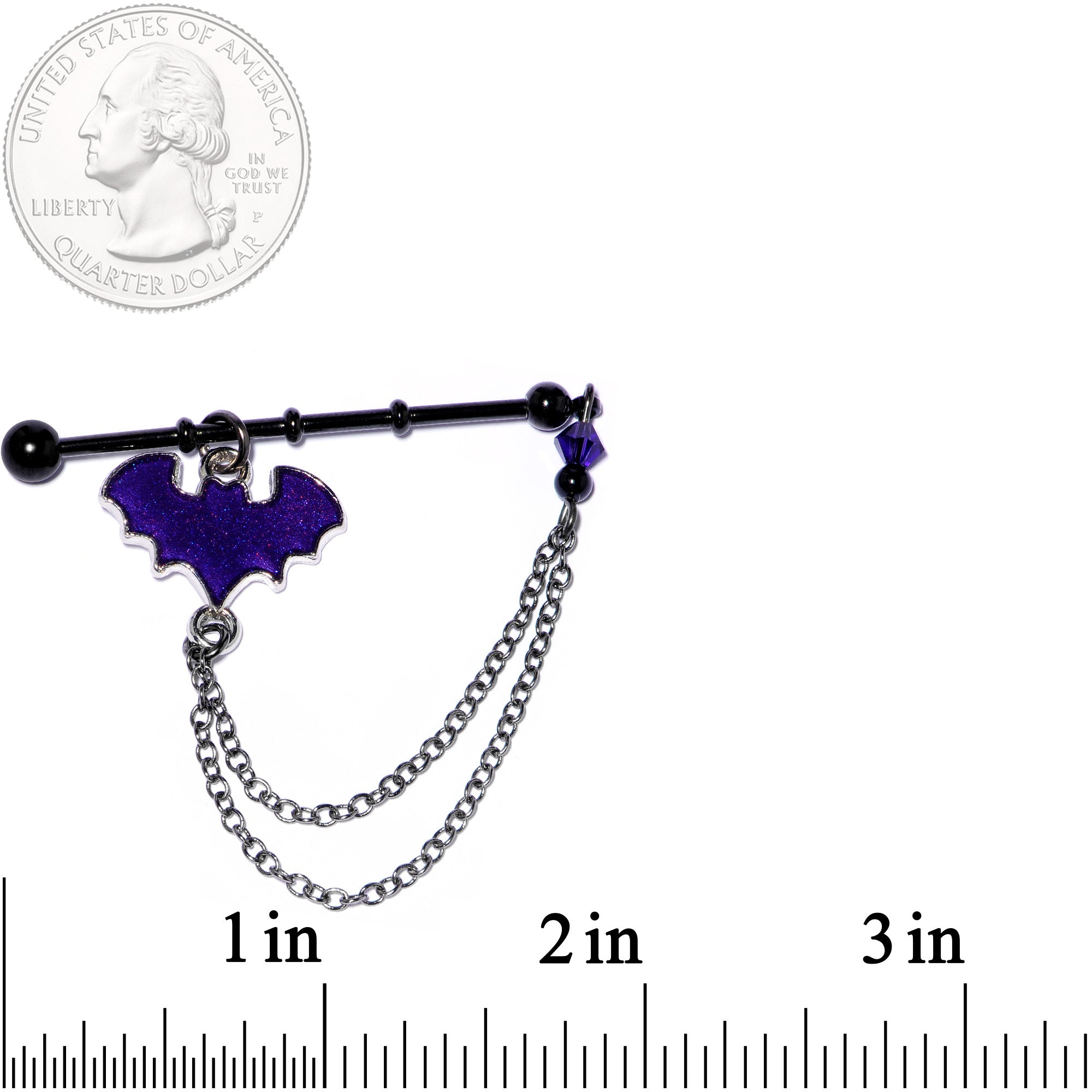 Handmade Black Purple Bat Project Bar Created with Crystals