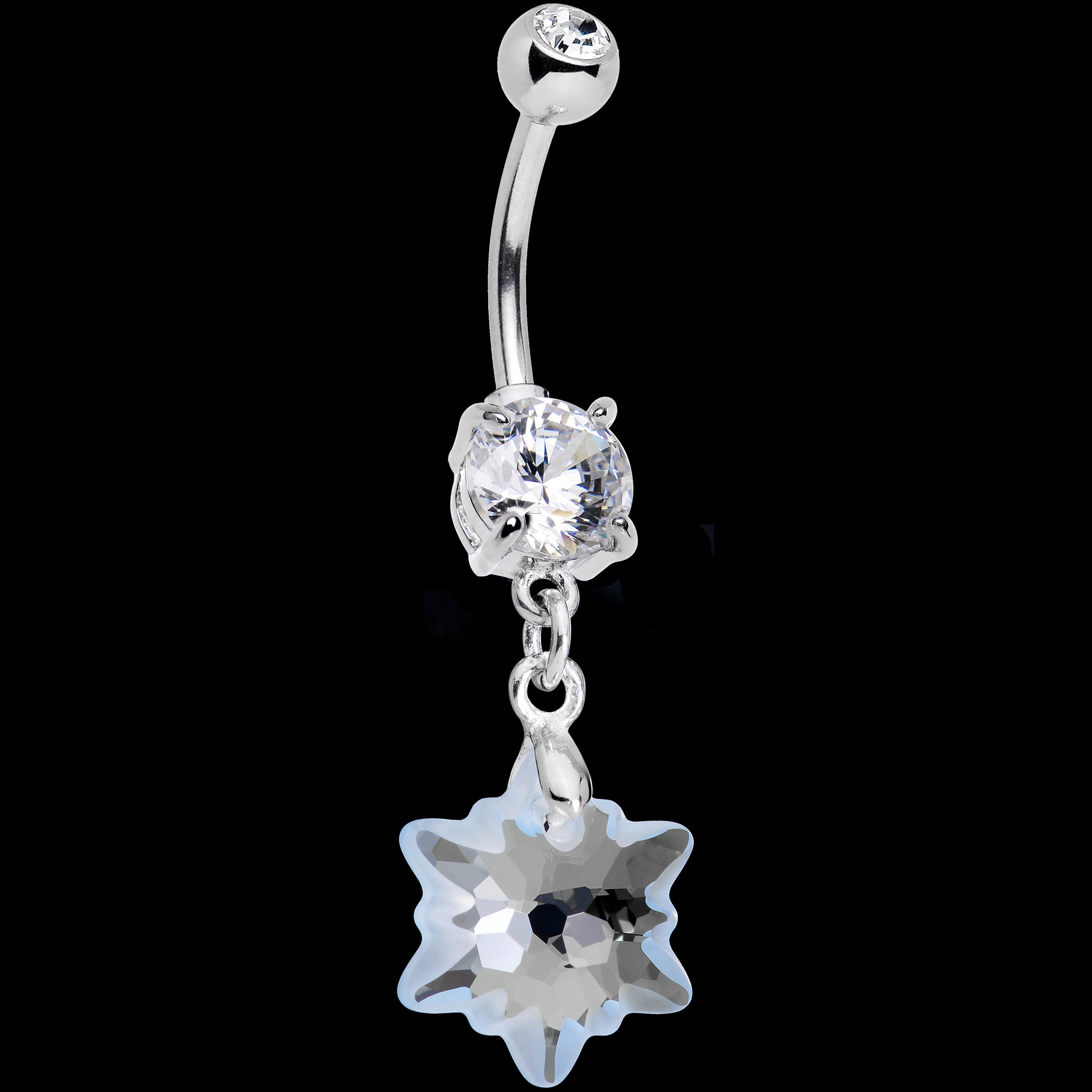 Limited Edition Snowflake Belly Ring Created with Crystals