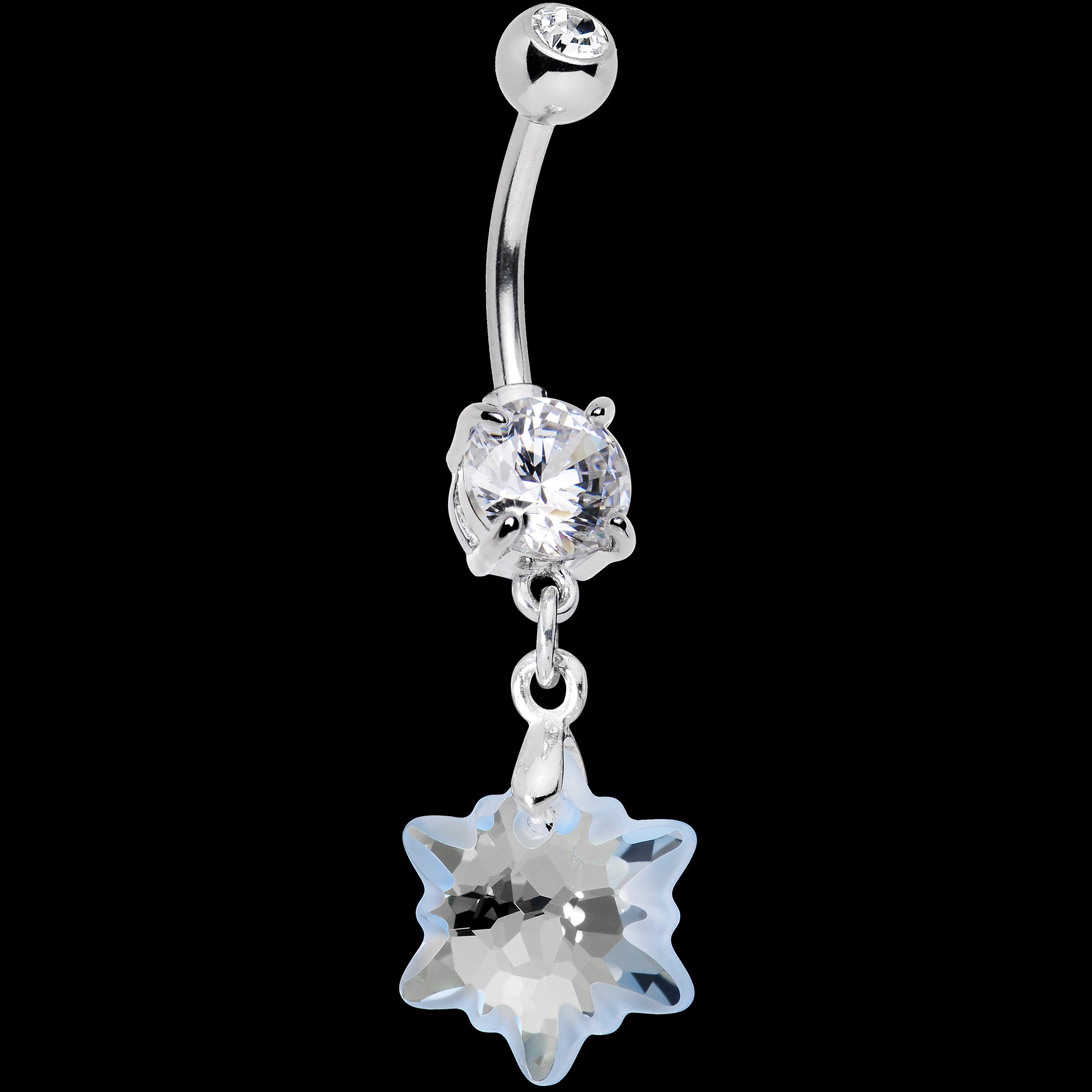 Limited Edition Snowflake Belly Ring Created with Crystals