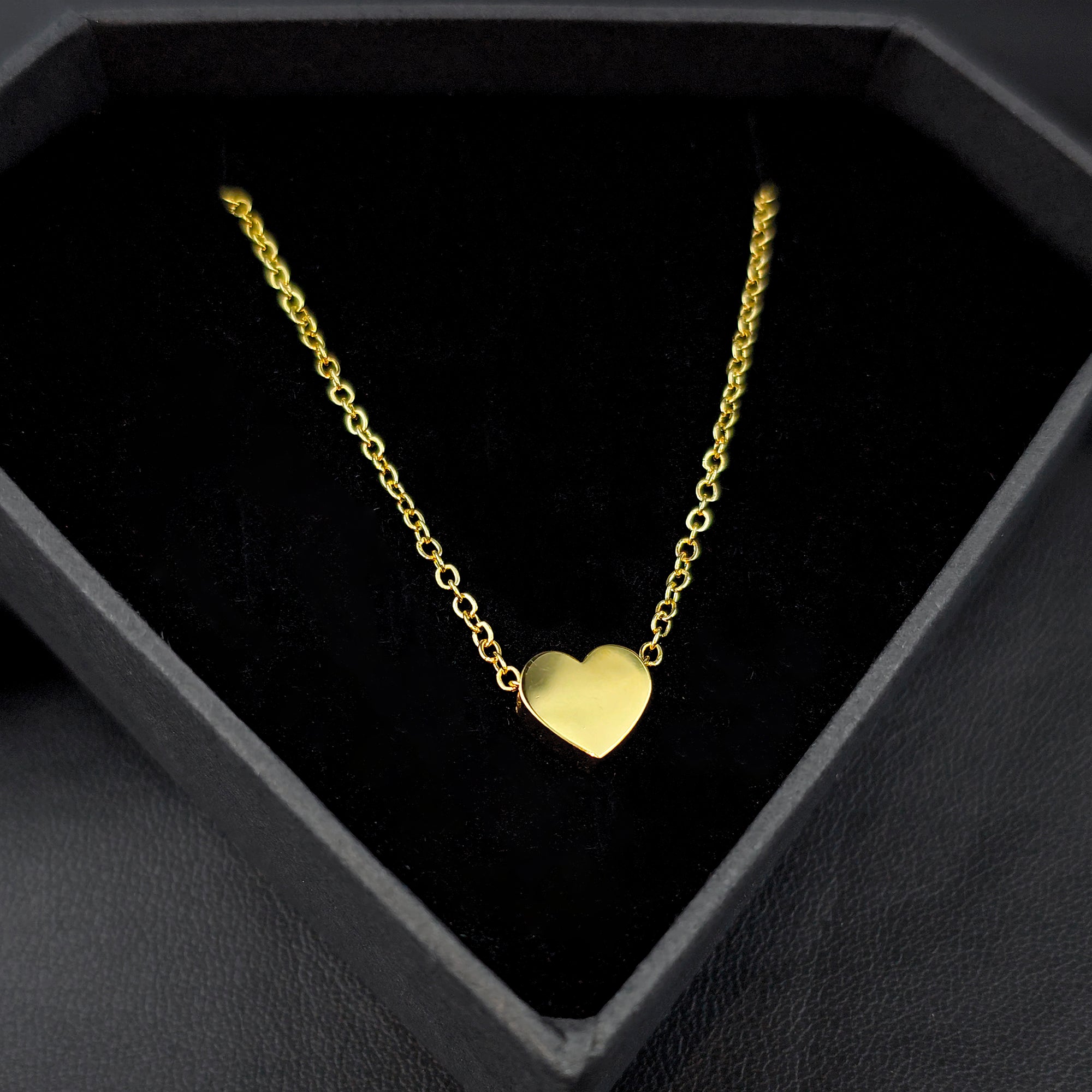 Stainless Steel Gold Tone PVD Chain Dainty Heart Pendant Necklace