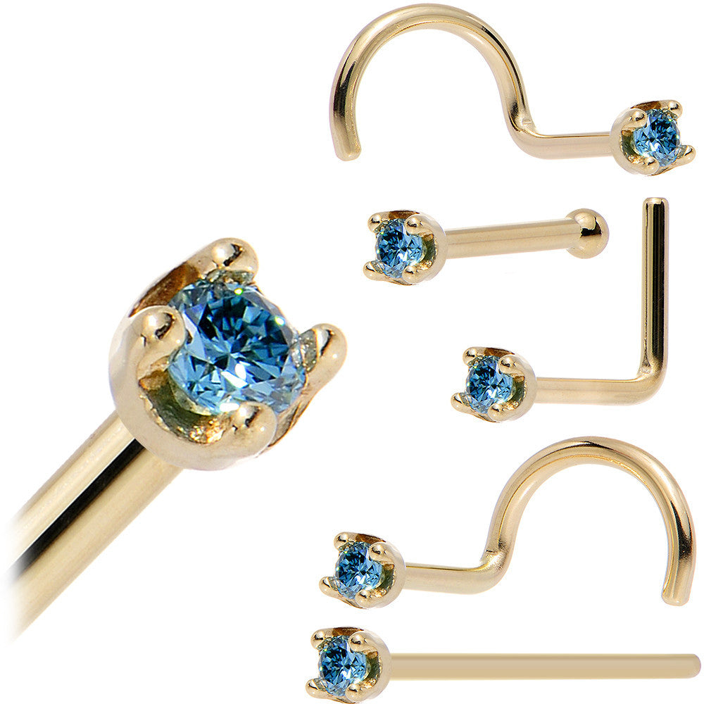 Handmade Genuine Gold Nose stud -18ct Yellow Gold good 2mm white Crystal created diamond Nose stud ring pin Genuine