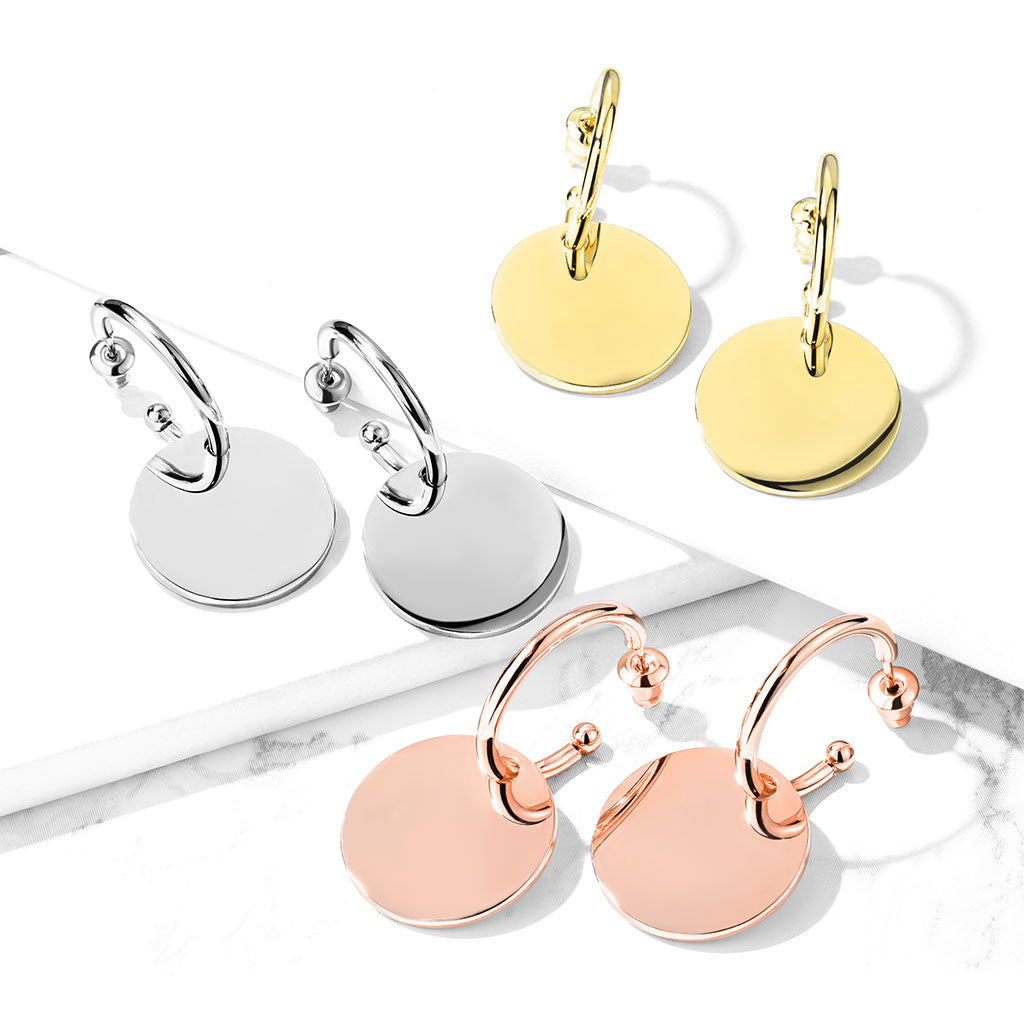 Circular Dangle Stainless Steel Stud Hoop Earrings