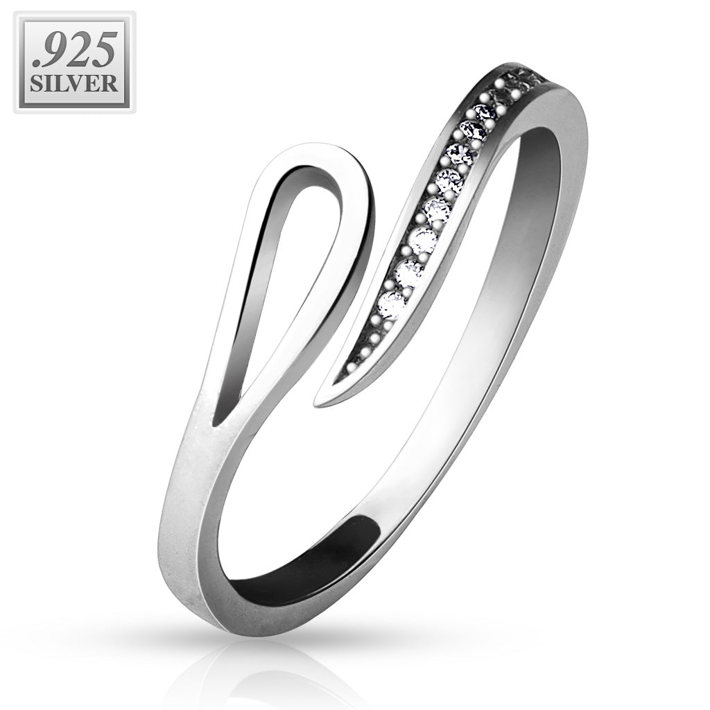 925 Sterling Silver CZ Classy Loop End Toe Ring