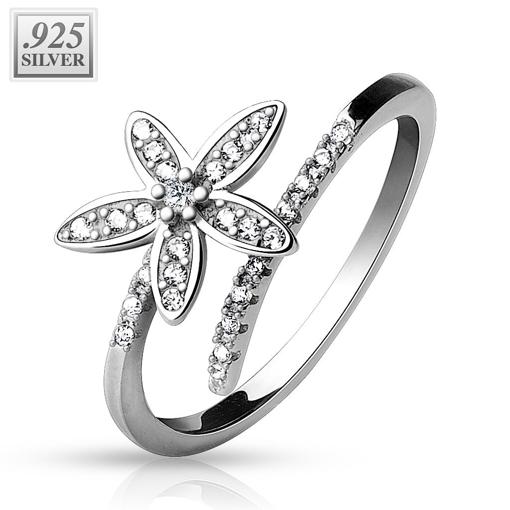 925 Sterling Silver CZ Flower Power Toe Ring