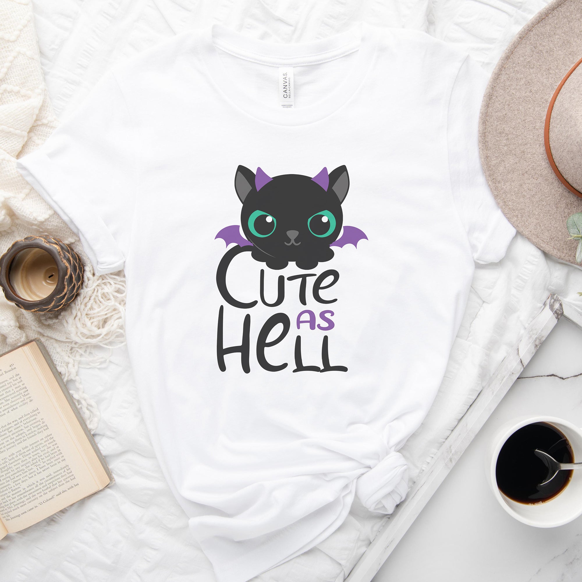 Kitty Cat Bat Cute as Hell Tee Shirt