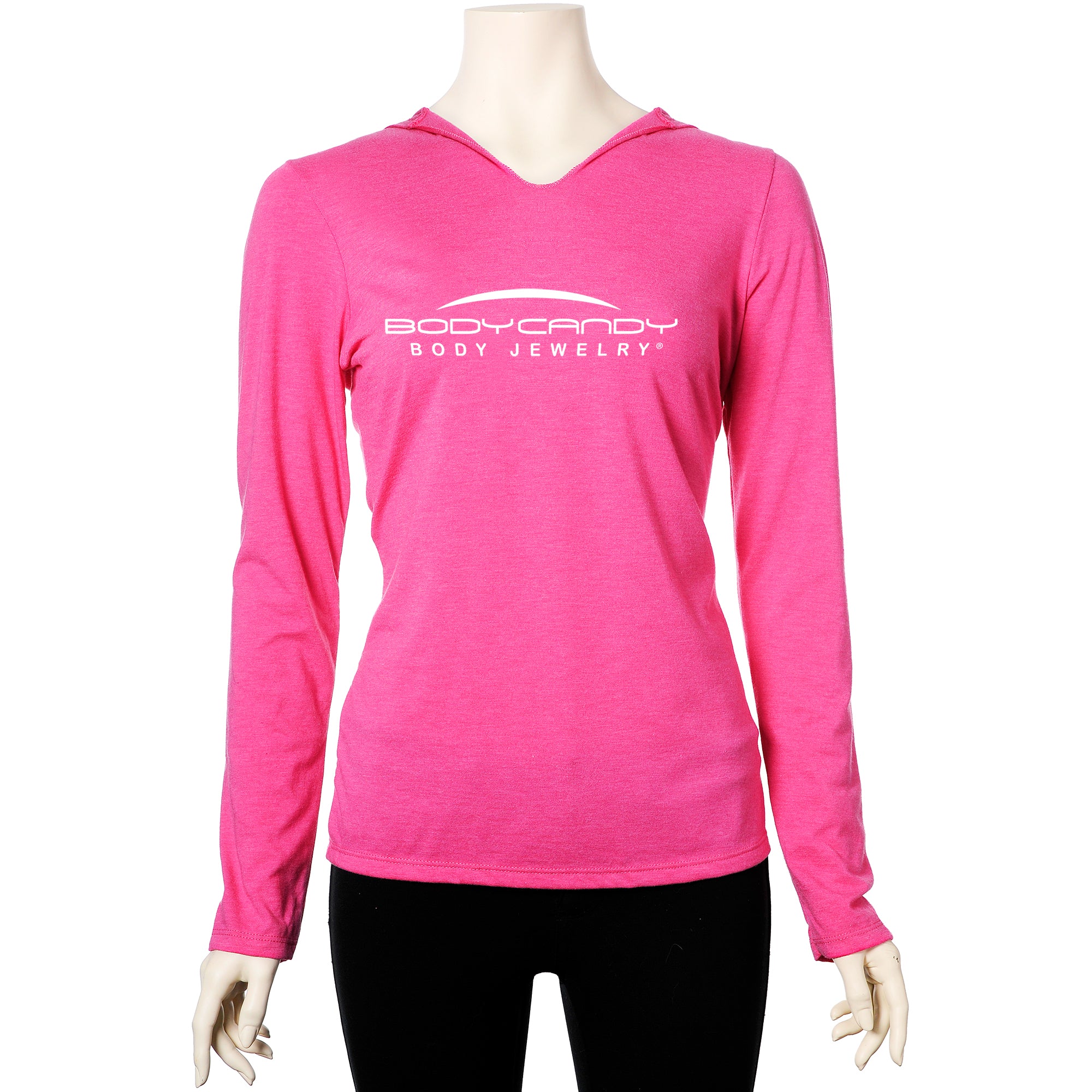 Body Candy Logo Pink Frost Tapered Long Sleeve Hoodie