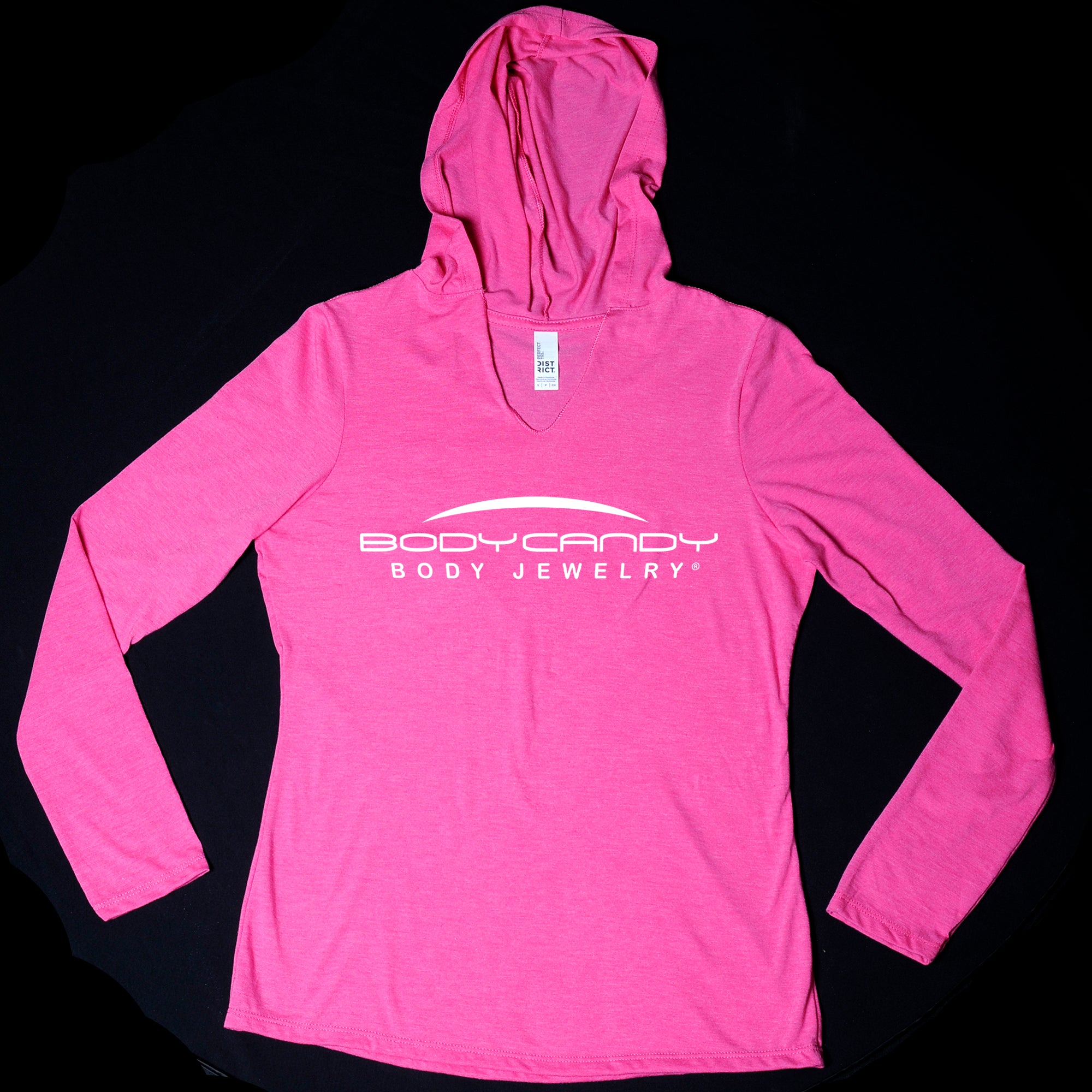 Body Candy Logo Pink Frost Tapered Long Sleeve Hoodie