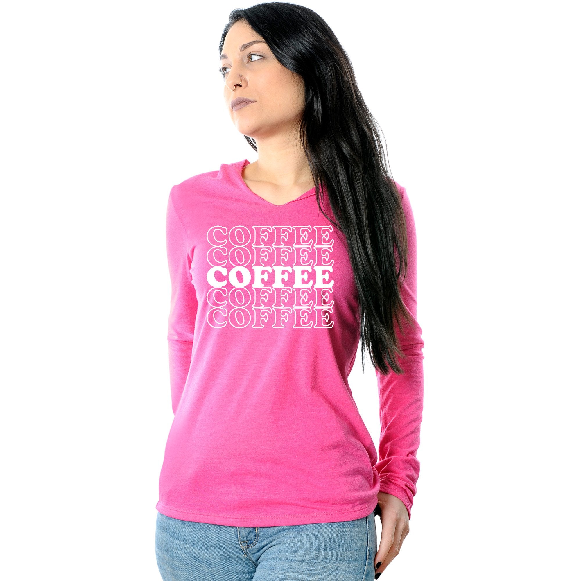 Coffee Coffee Coffee Coffee Coffee Black Long Sleeve Hoodie