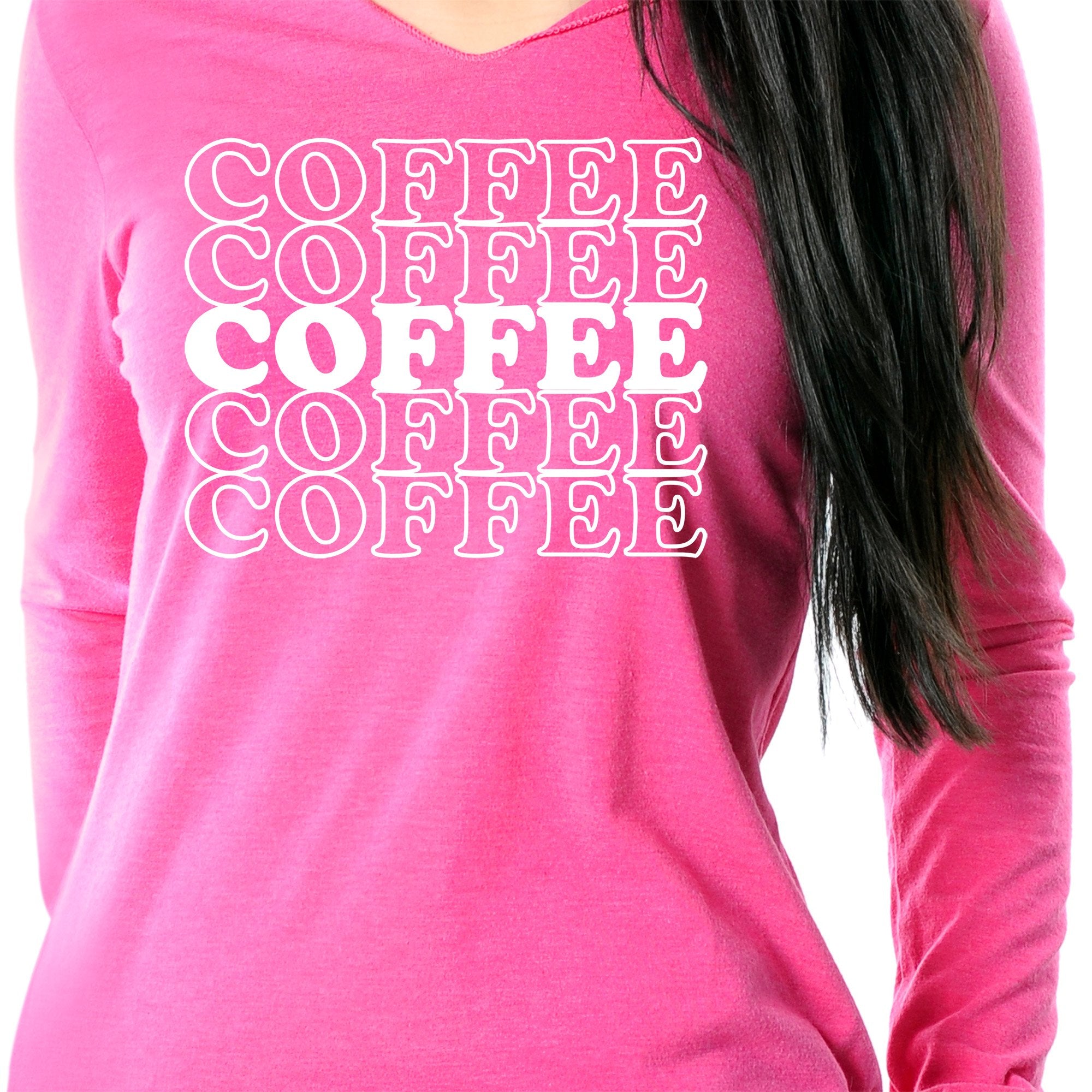 Coffee Coffee Coffee Coffee Coffee Black Long Sleeve Hoodie