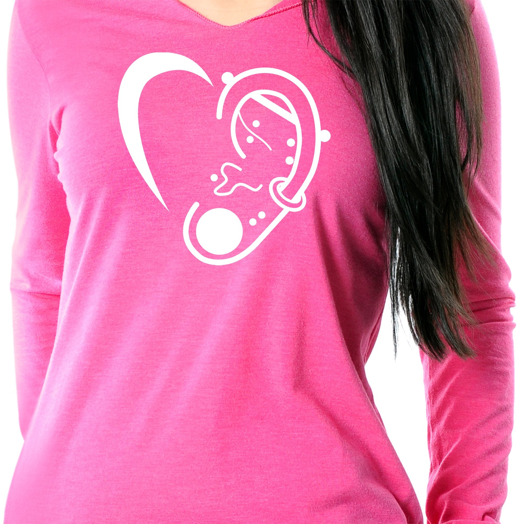 Modified Ear Heart Tapered Long Sleeve Hoodie