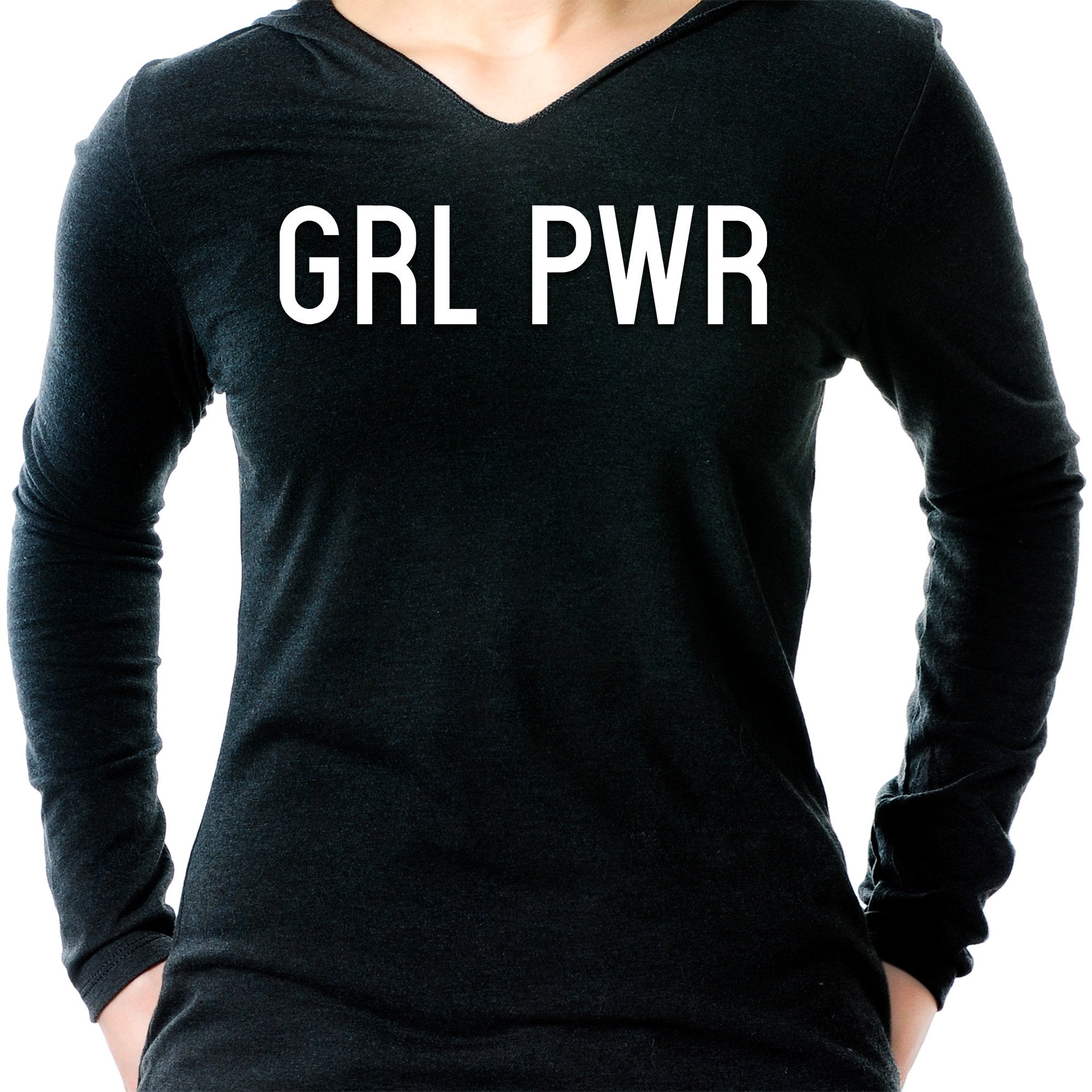 GRL PWR Black Long Sleeve Hoodie