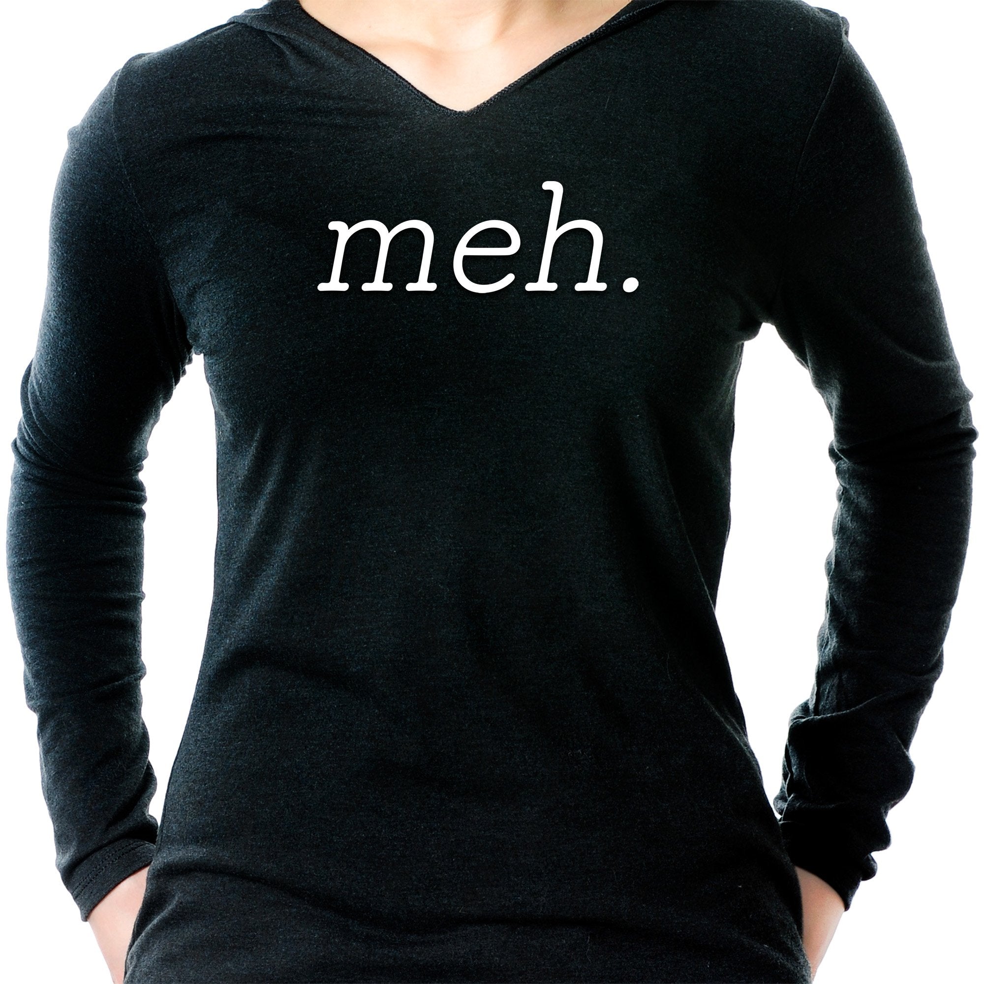 Meh. Black Tapered Long Sleeve Hoodie