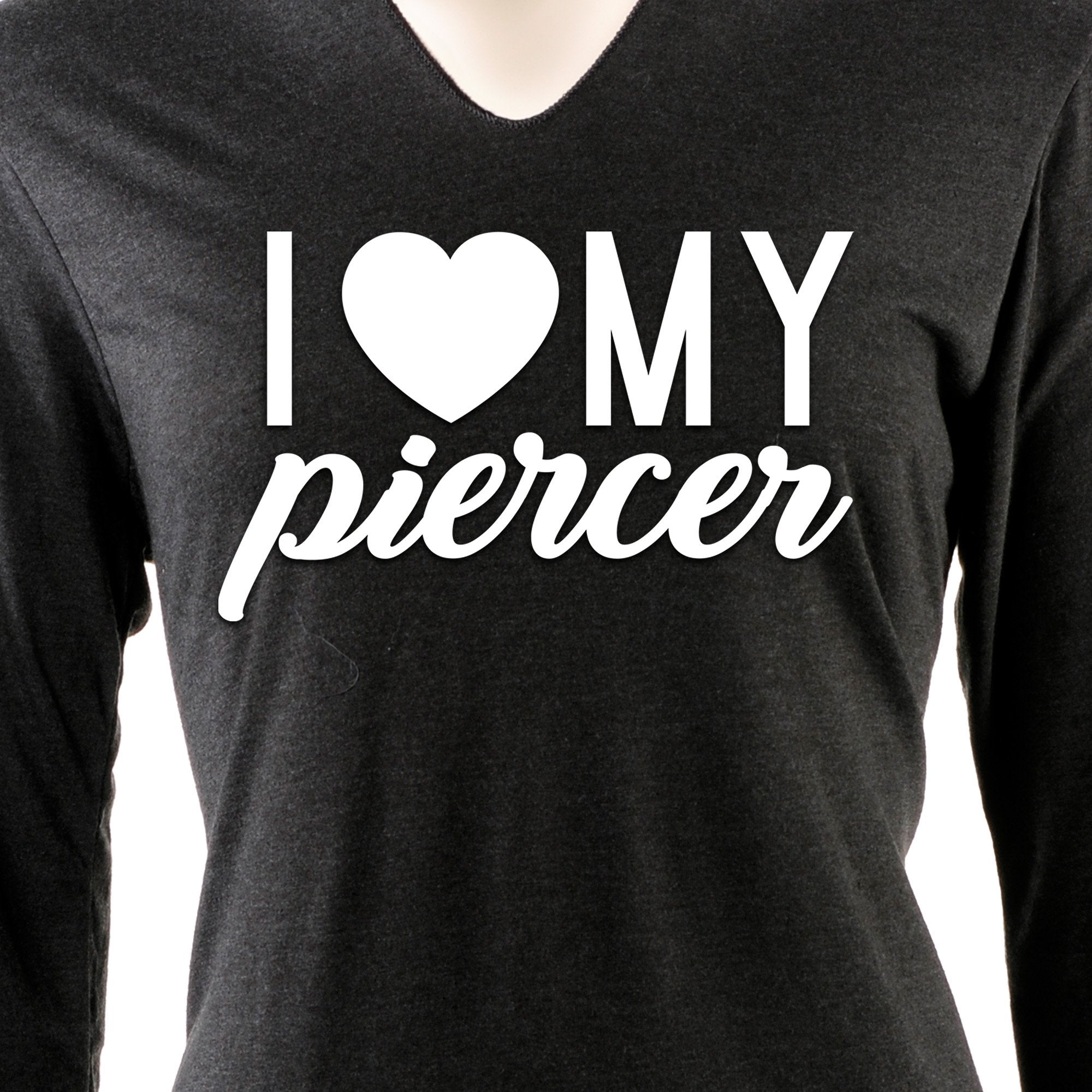 I Heart My Piercer Black Tapered Long Sleeve Hoodie