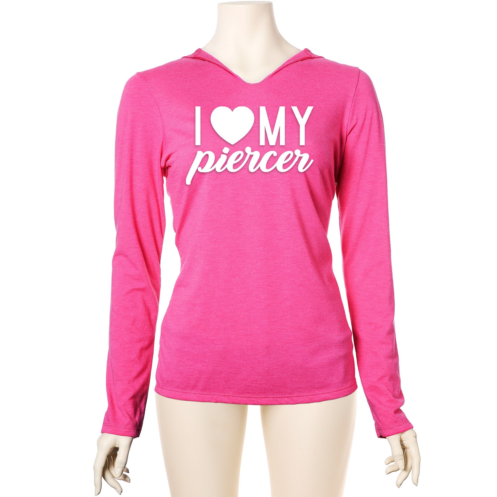 I Heart My Piercer Black Tapered Long Sleeve Hoodie