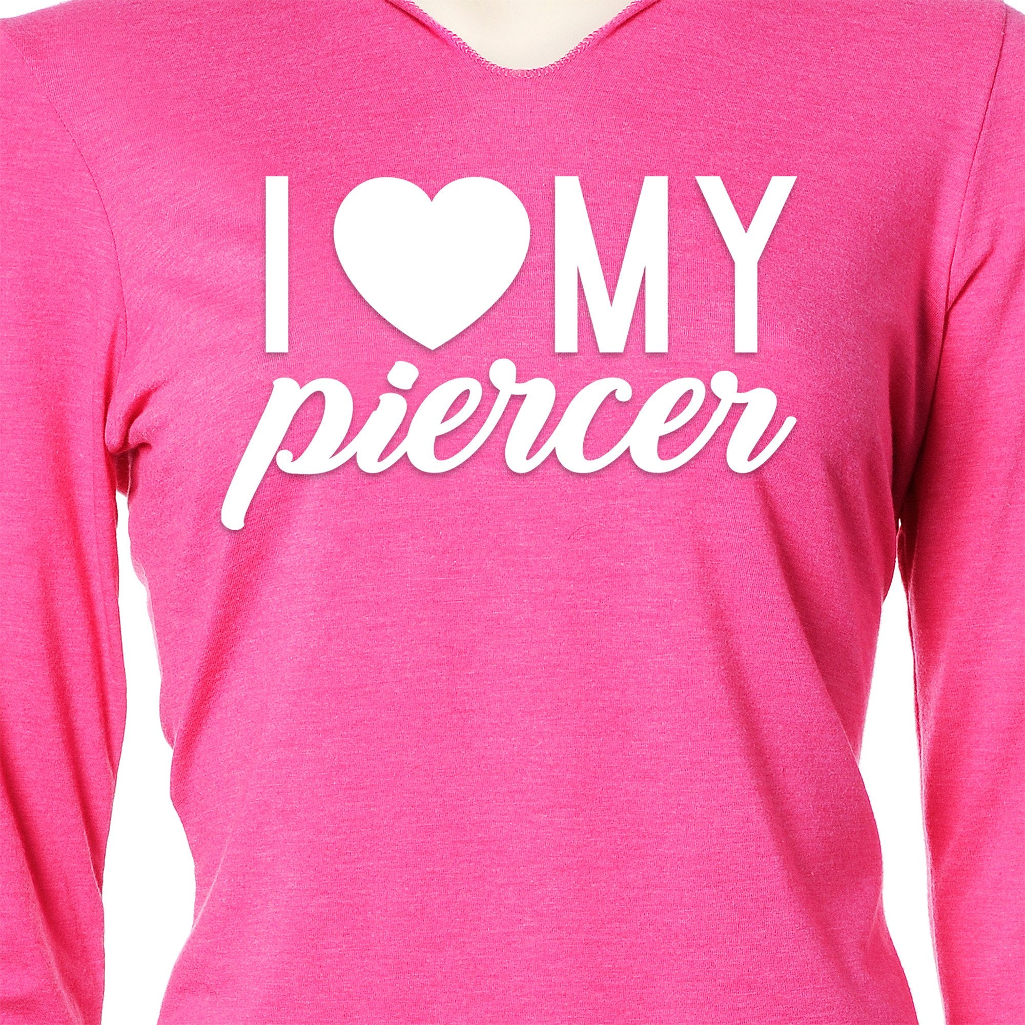 I Heart My Piercer Black Tapered Long Sleeve Hoodie