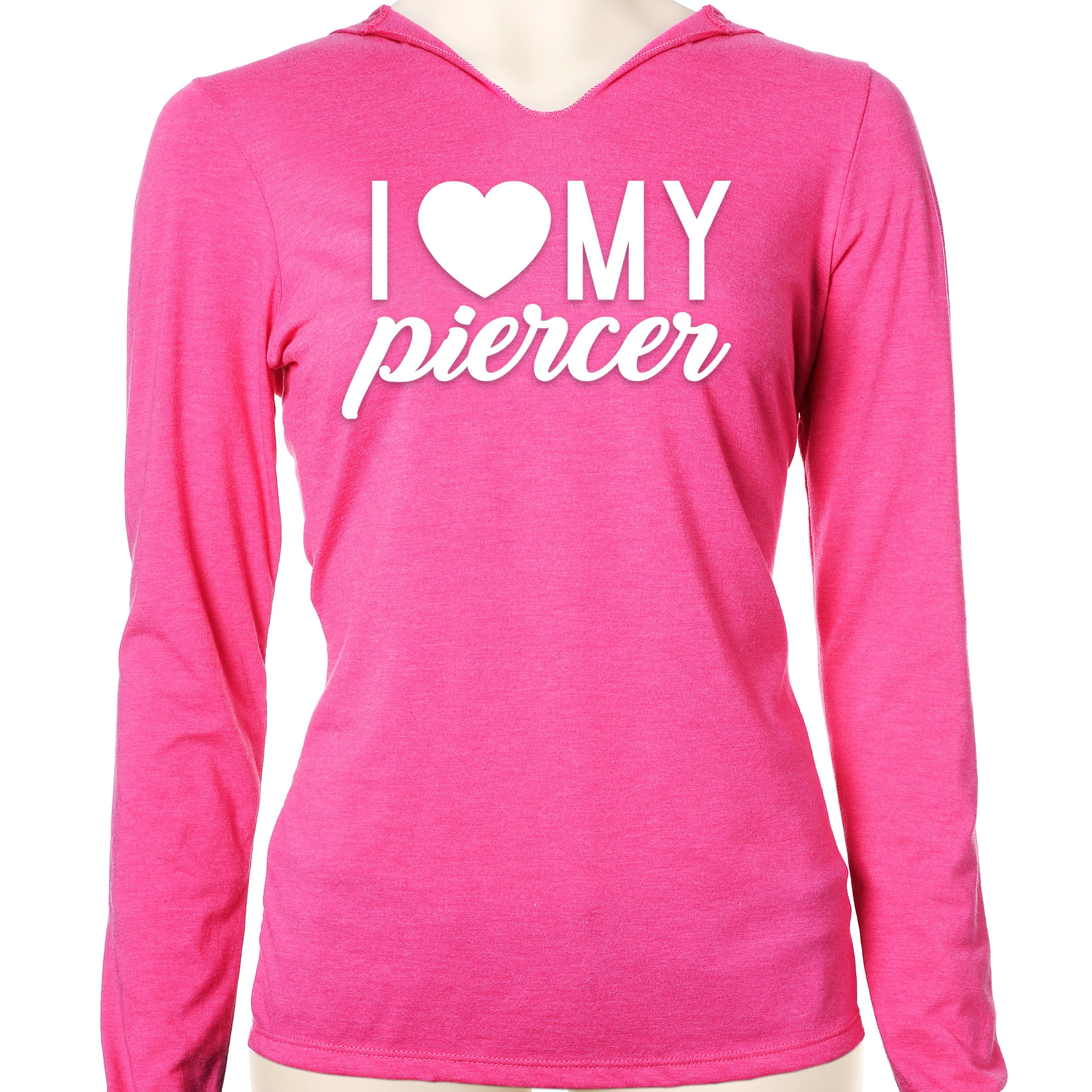 I Heart My Piercer Black Tapered Long Sleeve Hoodie