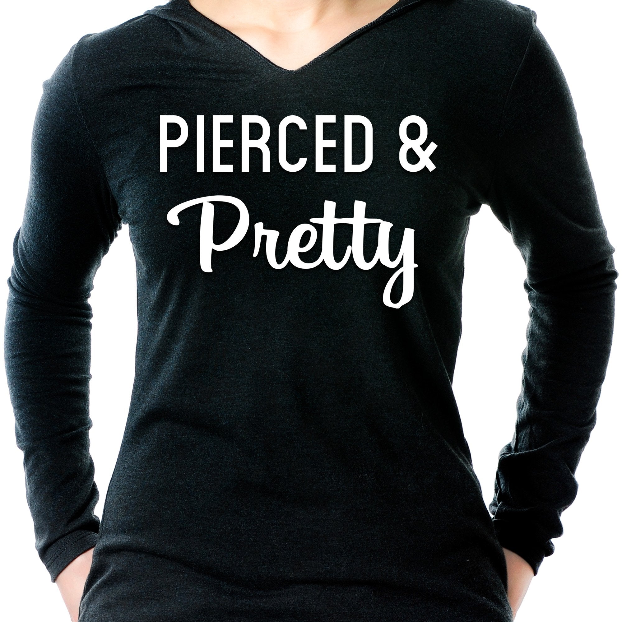 Pierced & Pretty Black Tapered Long Sleeve Hoodie