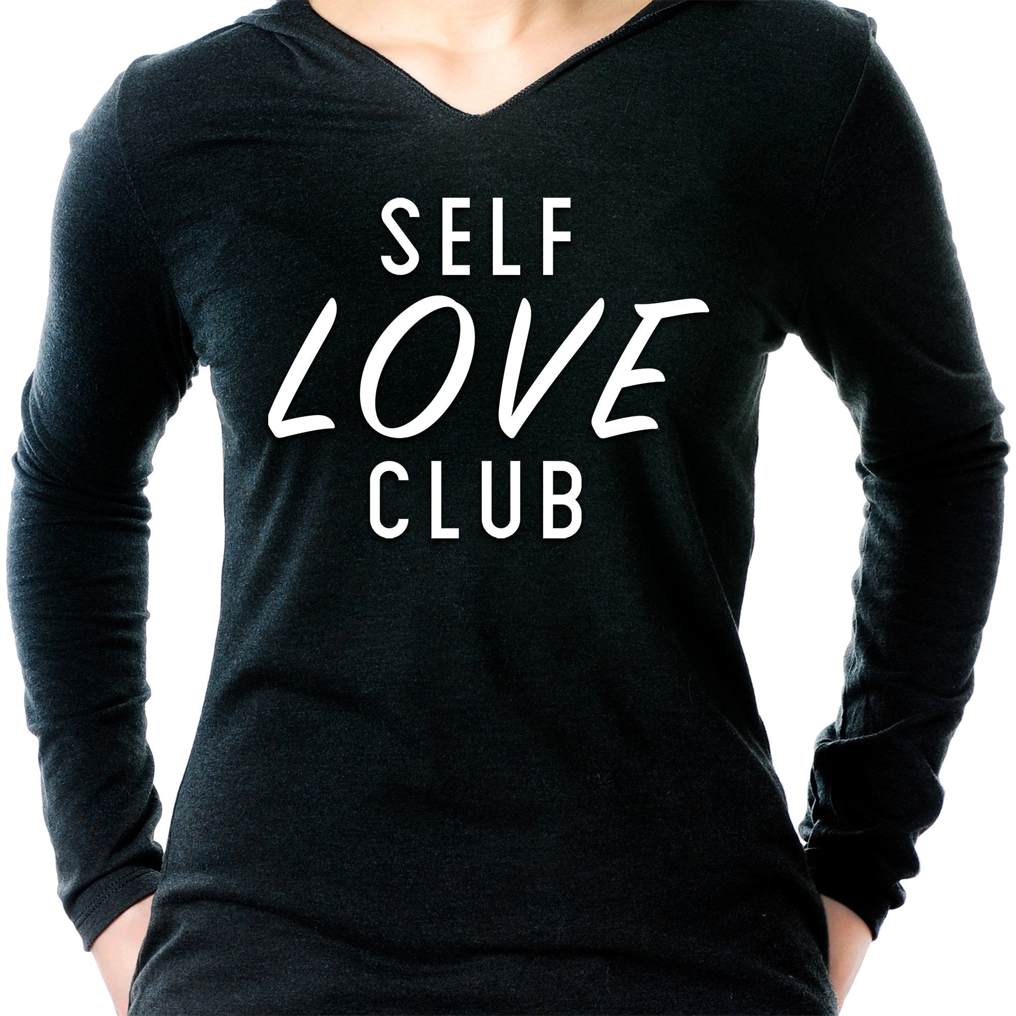 Self Love Club Black Tapered Long Sleeve Hoodie