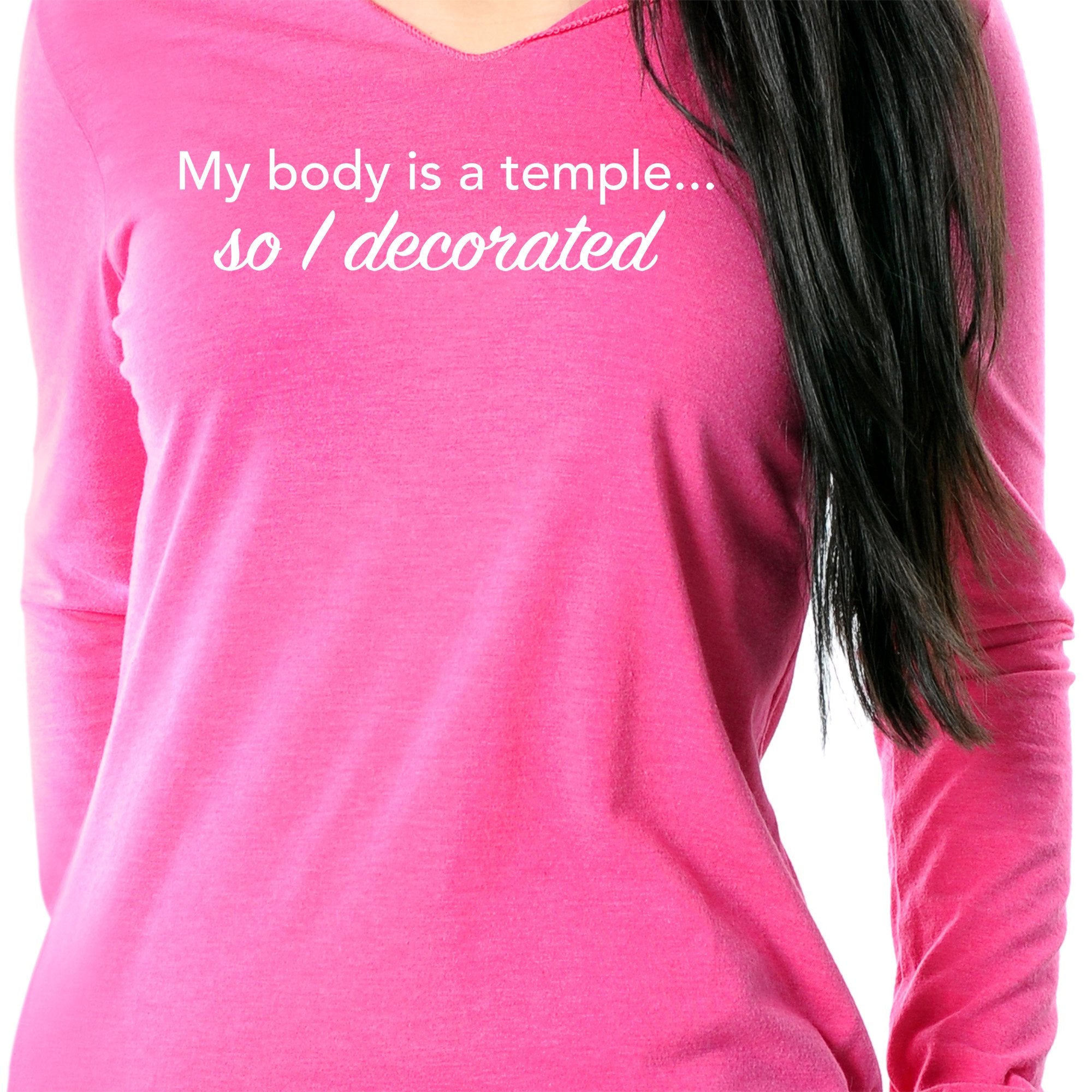 My Body is a Temple...So I Decorated Black Tapered Long Sleeve Hoodie