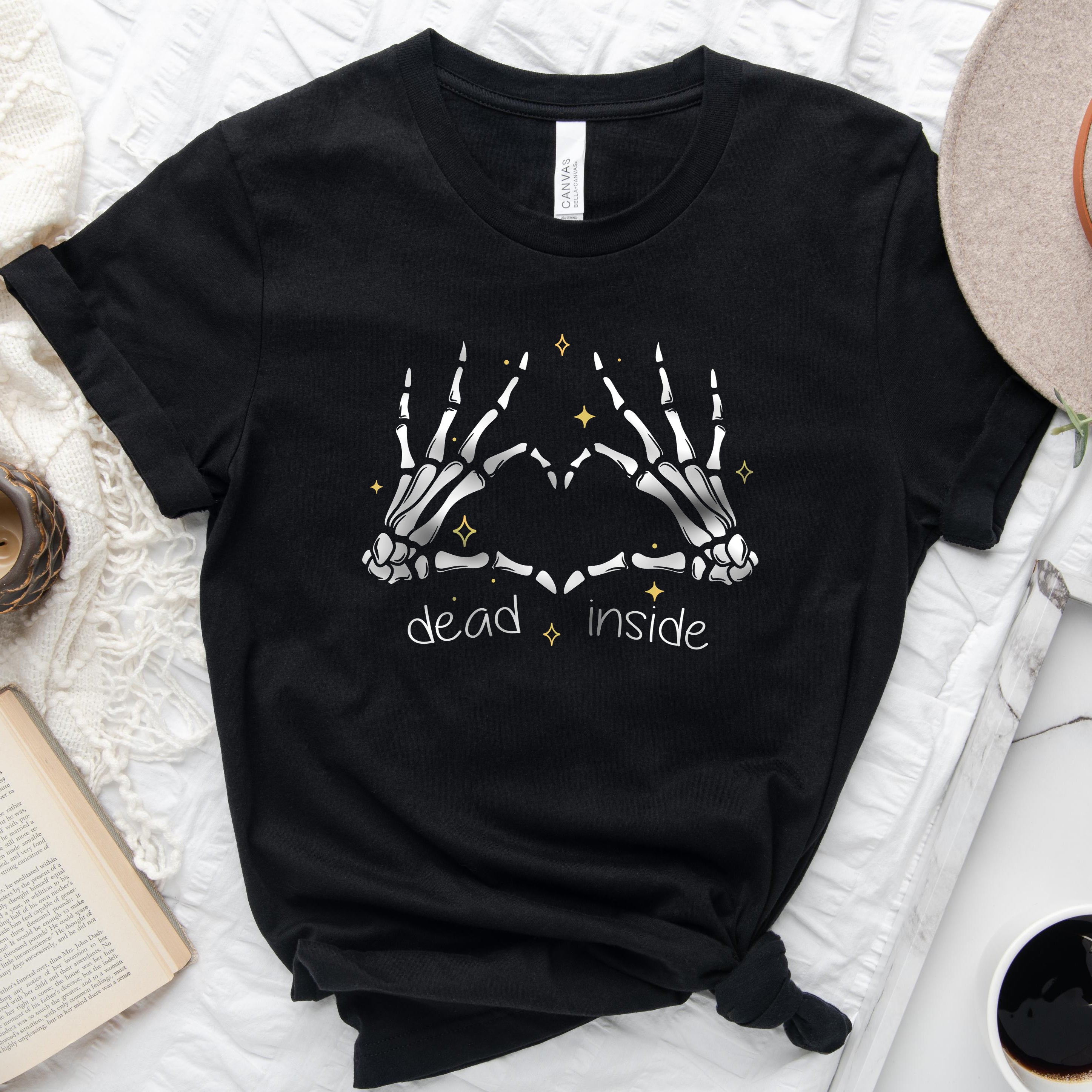 Dead Inside Heart Skeleton Hands Tee Shirt