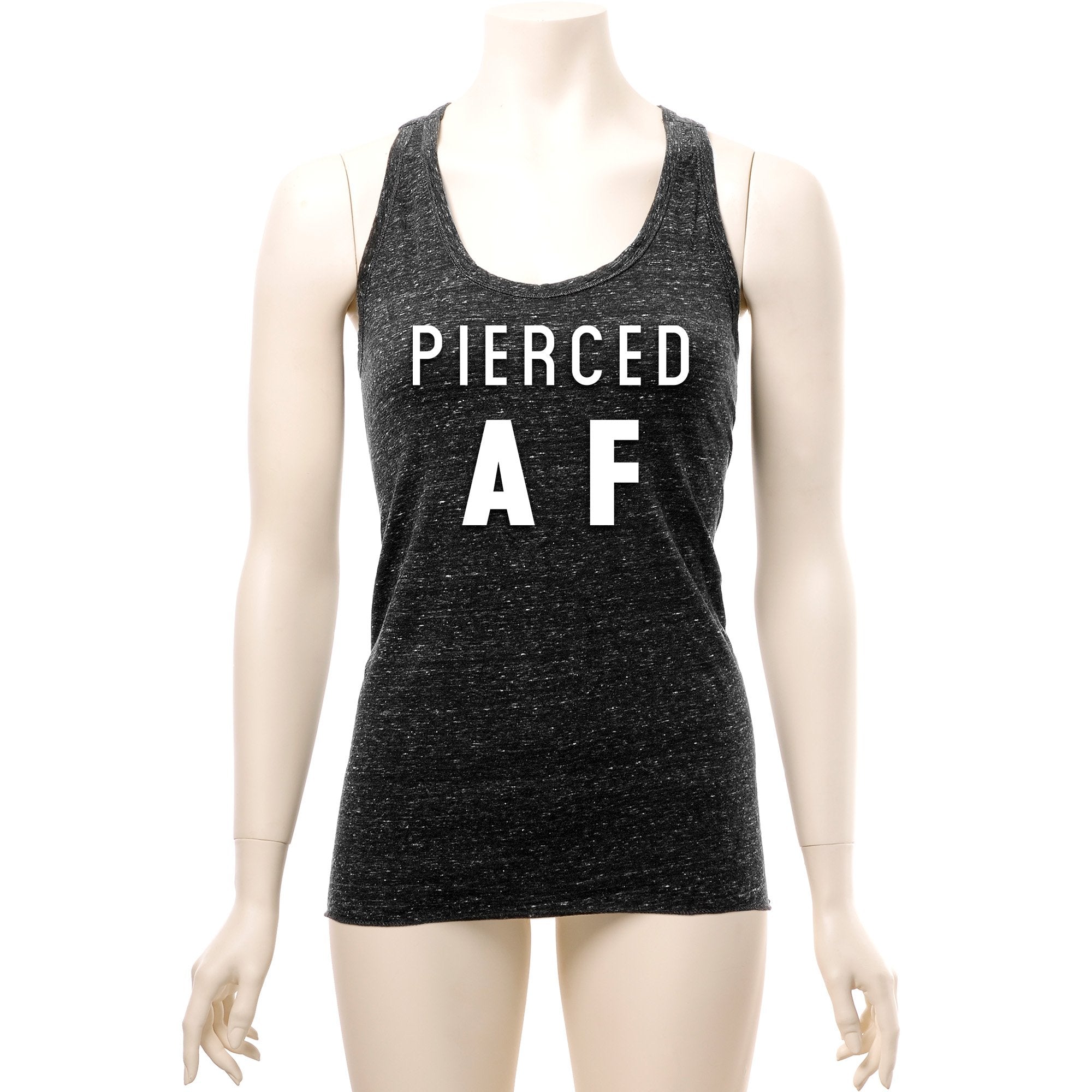 Pierced AF Black Gray Cosmic Twist Back Tank Top